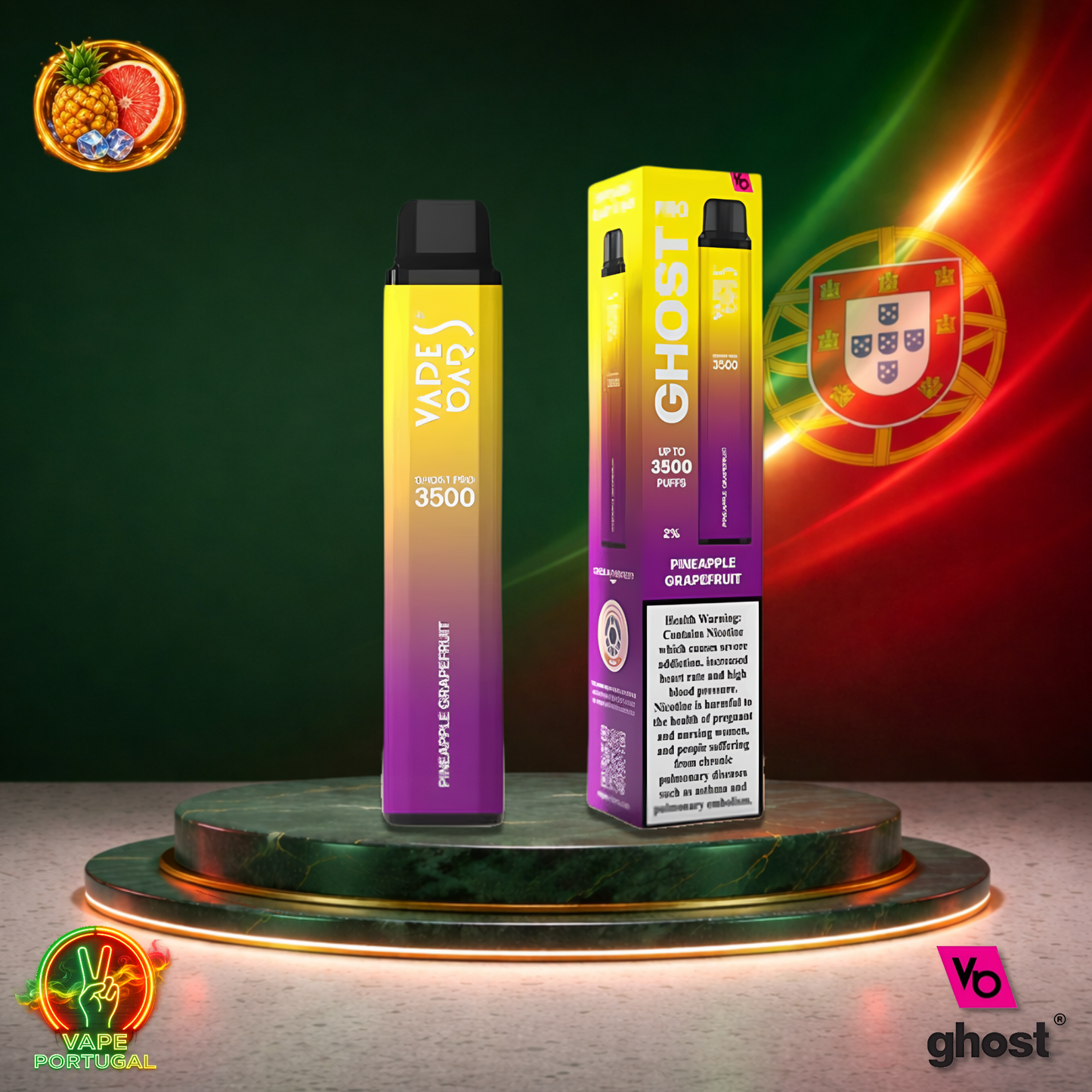 Vape descartável Ghost Pro 3500 sabor Pineapple Grapefruit 3500 puffs 3.5K tragadas mais barato