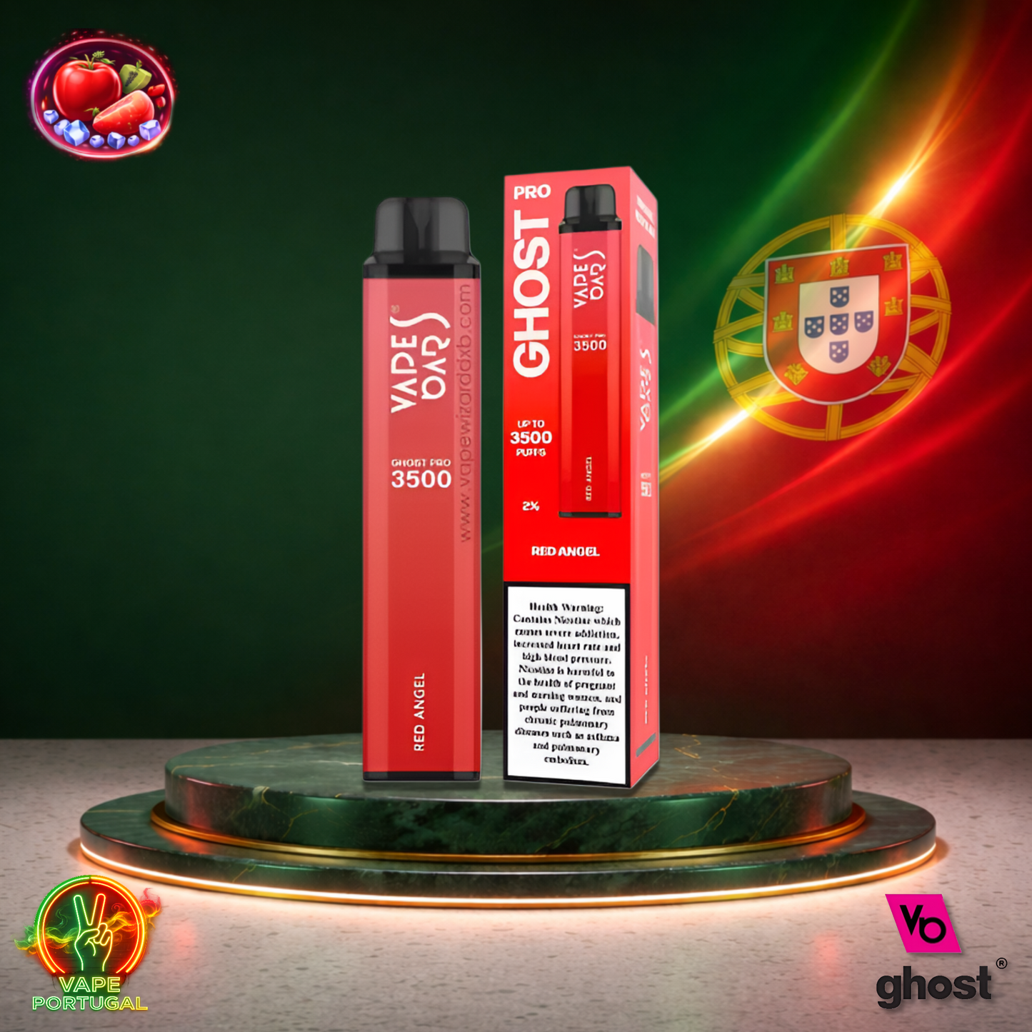 Vape descartável Ghost Pro 3500 sabor Red Angel 3500 puffs 3.5K tragadas mais barato