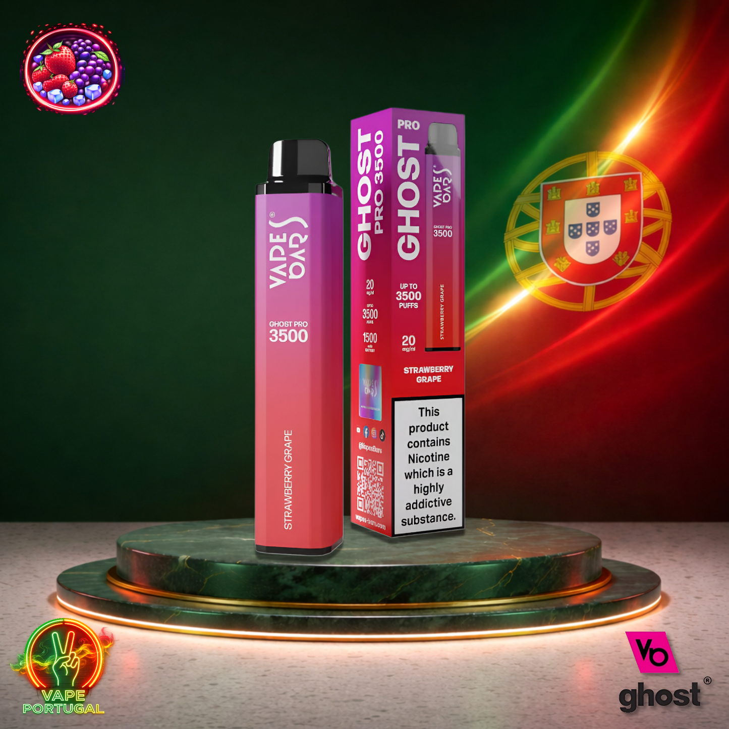 Vape descartável Ghost Pro 3500 sabor Strawberry Grape 3500 puffs 3.5K tragadas mais barato