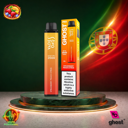 Vape descartável Ghost Pro 3500 sabor Strawberry Peach Citrus 3500 puffs 3.5K tragadas mais barato