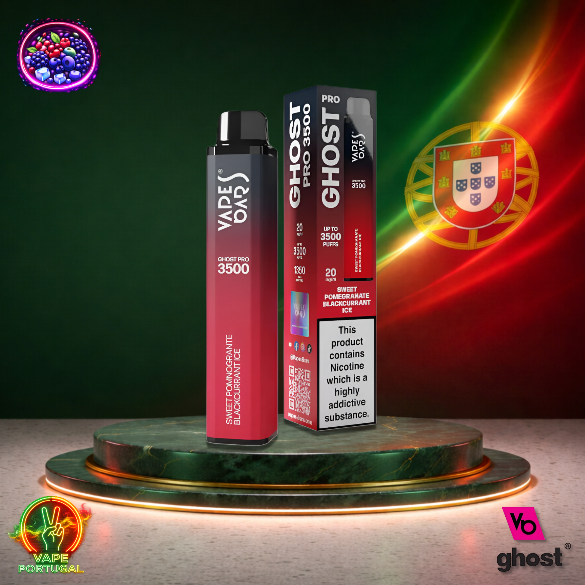 Vape descartável Ghost Pro 3500 sabor Sweet Pomegranate Blackcurrant Ice 3500 puffs 3.5K tragadas mais barato