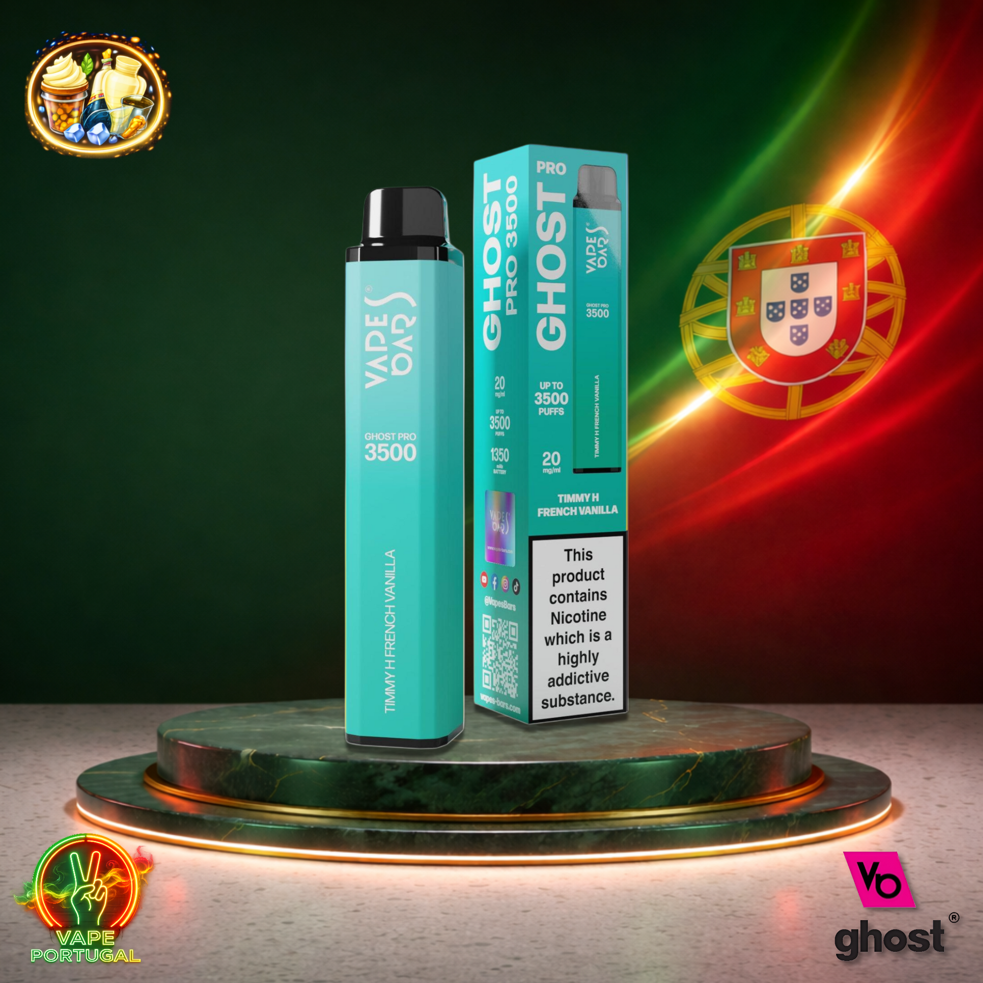 Vape descartável Ghost Pro 3500 sabor Timmy H French Vanilla 3500 puffs 3.5K tragadas mais barato
