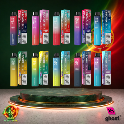 Vape descartável Ghost Pro 3500 em Vários Sabores Portugal 3500 puffs 3.5K tragadas Vista Frontal mais barato