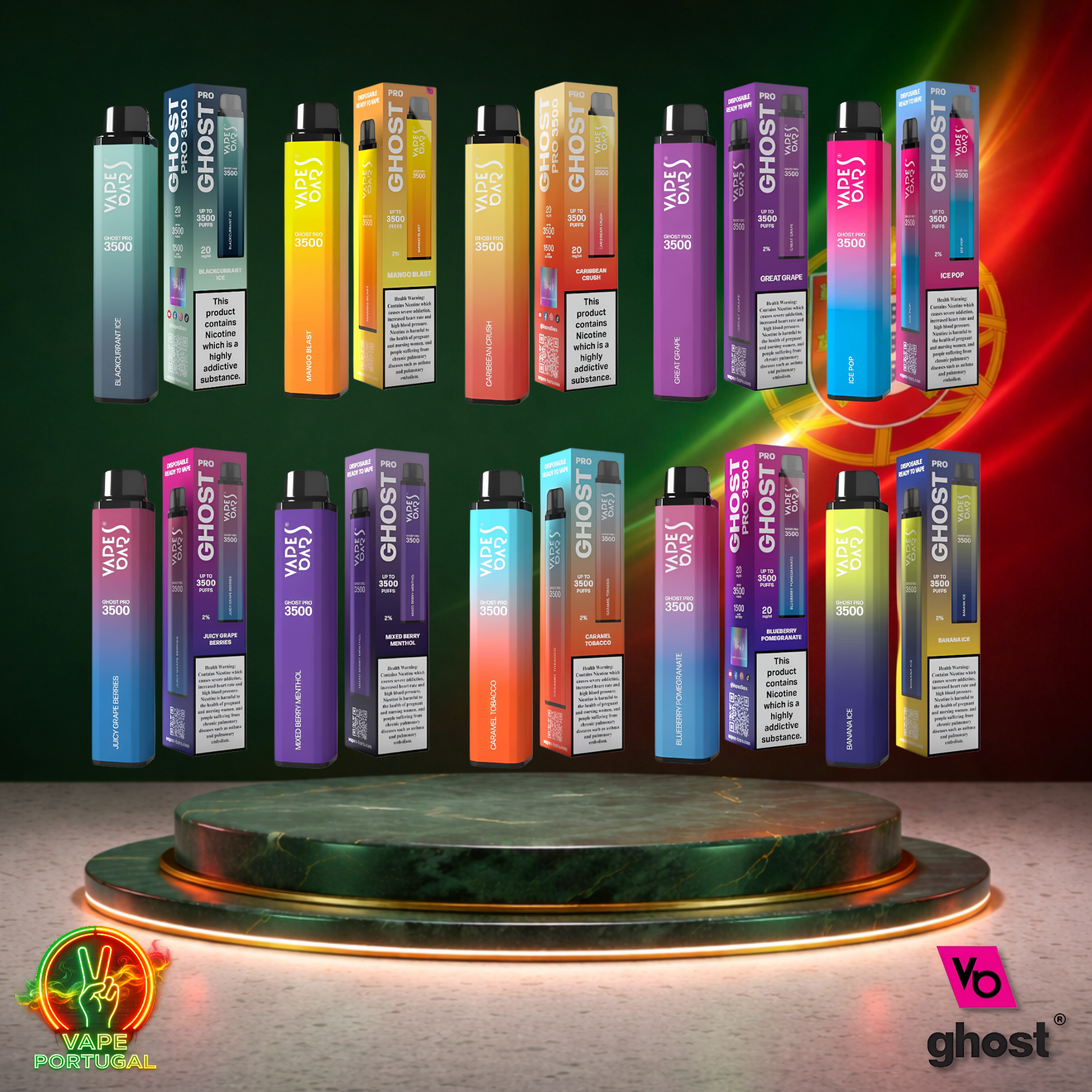 Vape descartável Ghost Pro 3500 em Vários Sabores Portugal 3500 puffs 3.5K tragadas mais barato