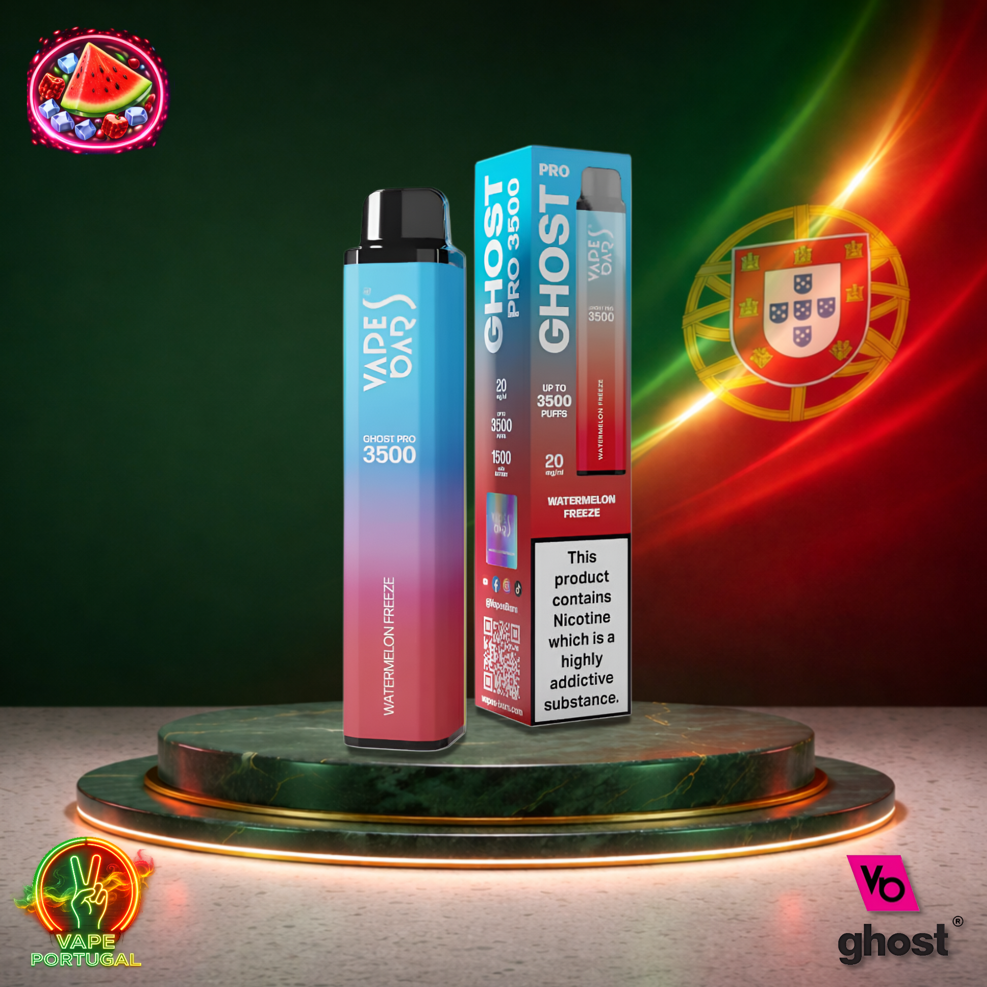 Vape descartável Ghost Pro 3500 sabor Watermelon Freeze 3500 puffs 3.5K tragadas mais barato