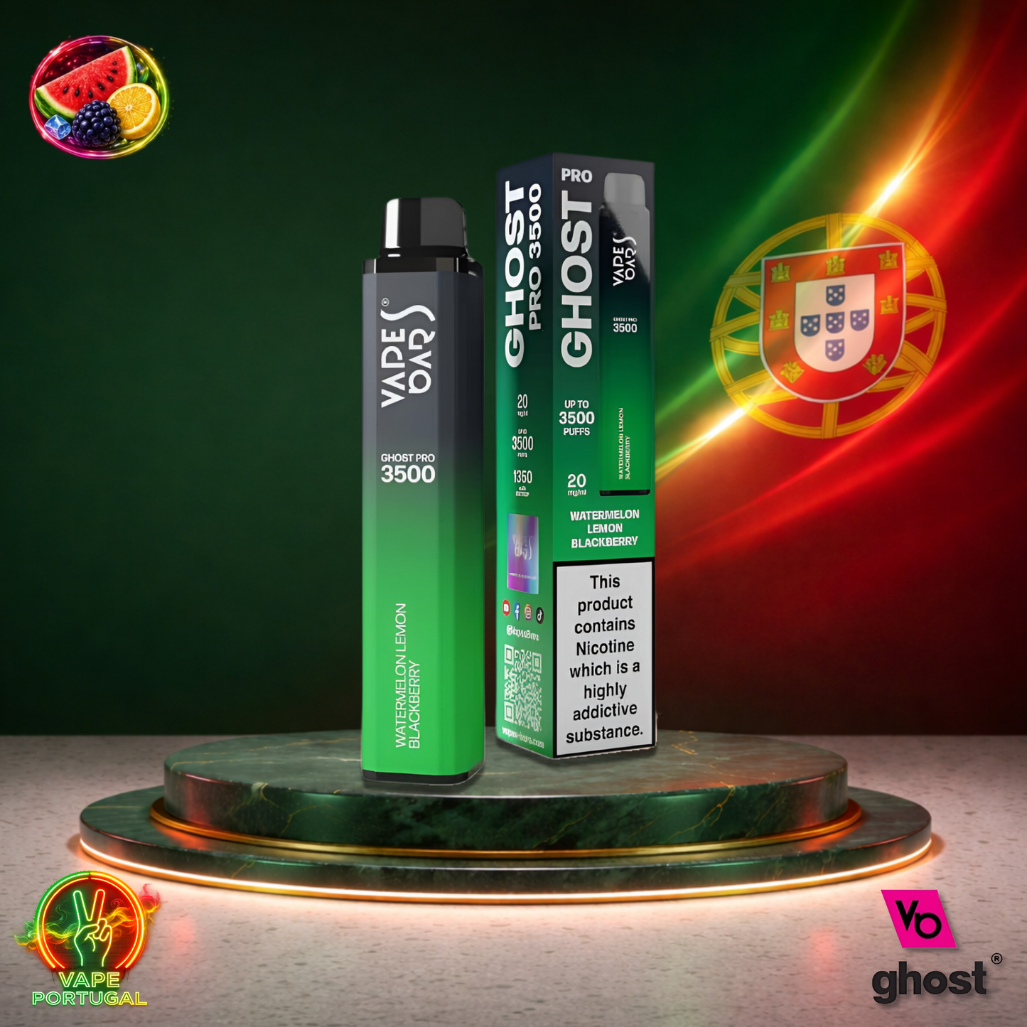 Vape descartável Ghost Pro 3500 sabor Watermelon Lemon Blackberry 3500 puffs 3.5K tragadas mais barato