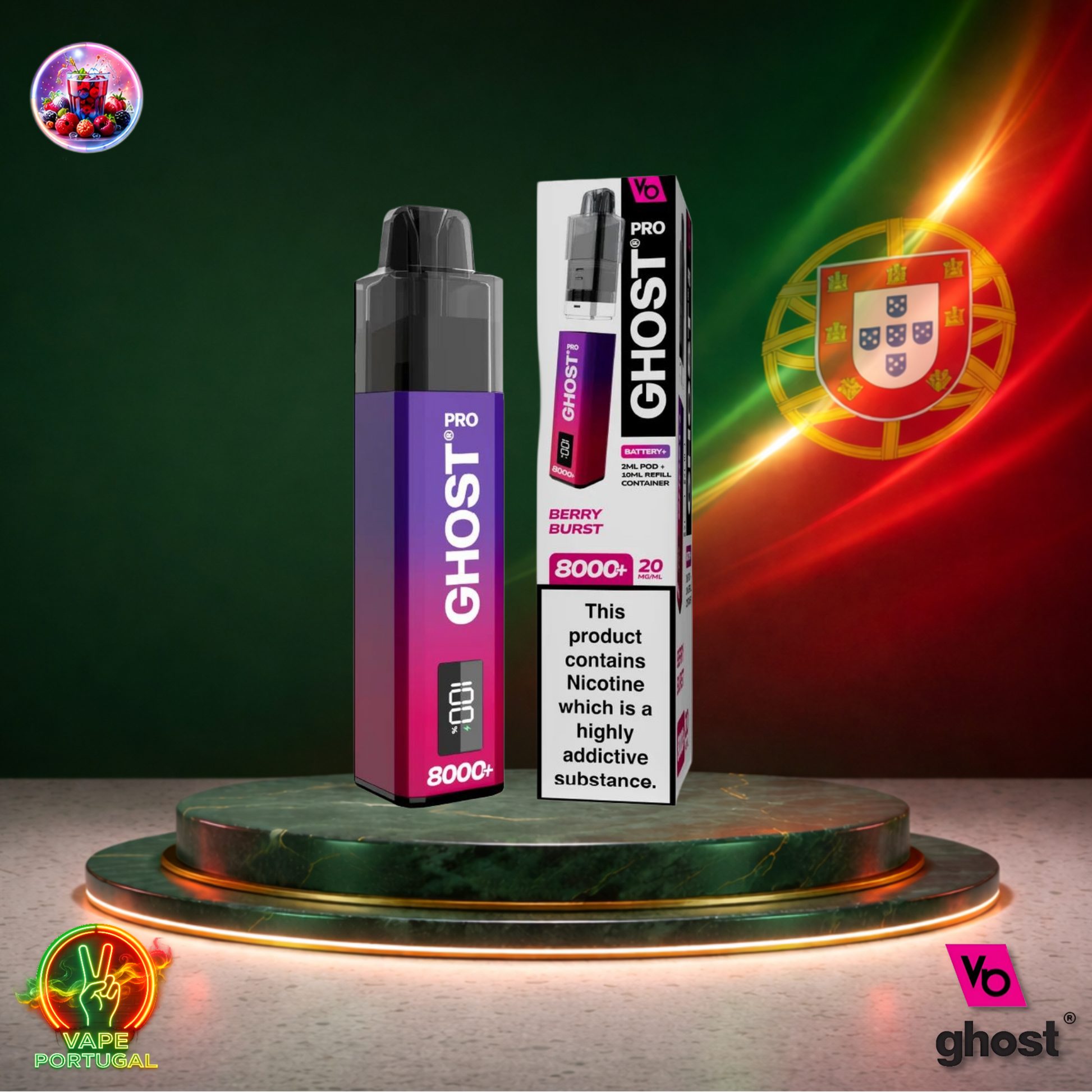 Vape descartável Ghost Pro 8K Berry Burst 8000 puffs comprar em Portugal