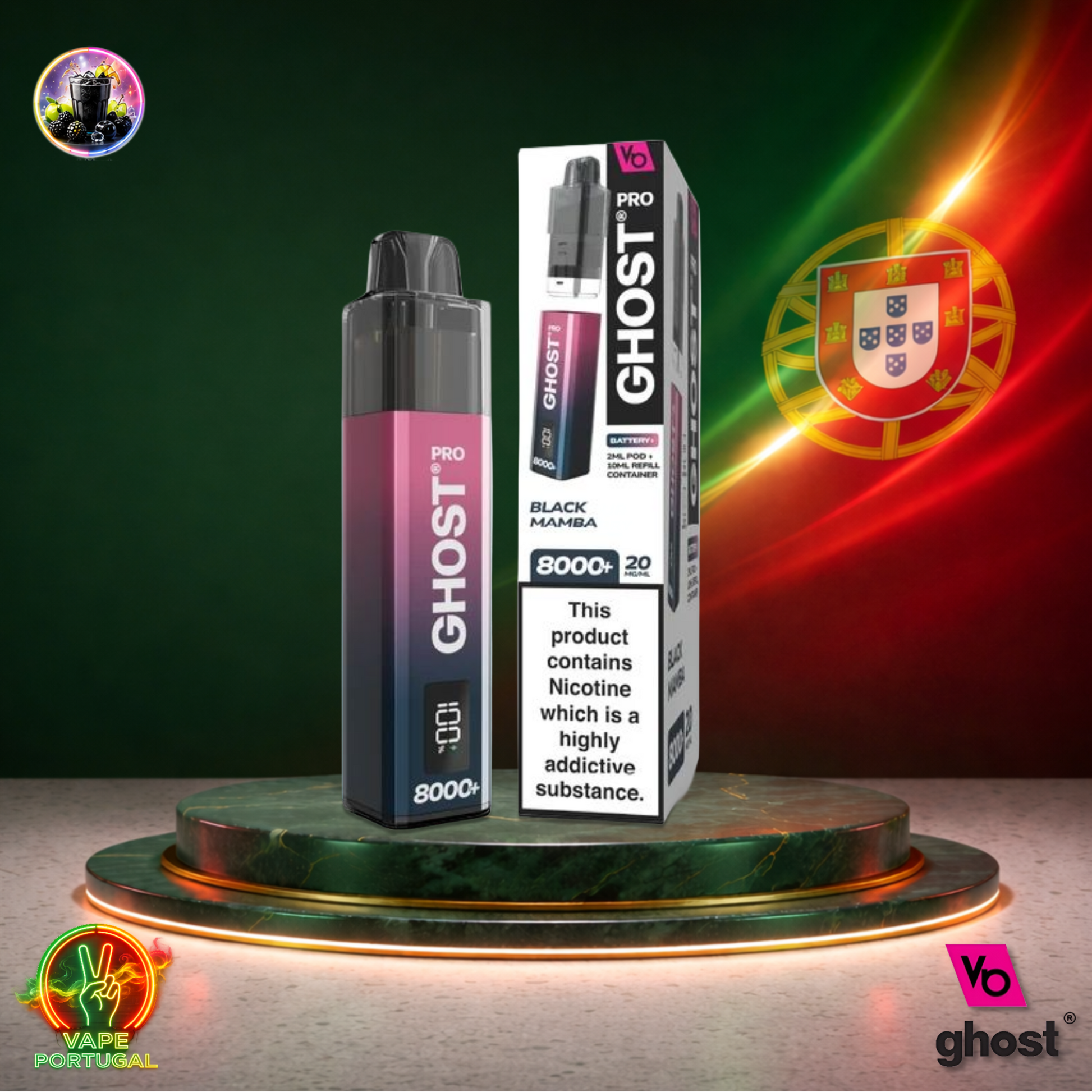 Vape descartável Ghost Pro 8K Black Mamba 8000 puffs comprar em Portugal