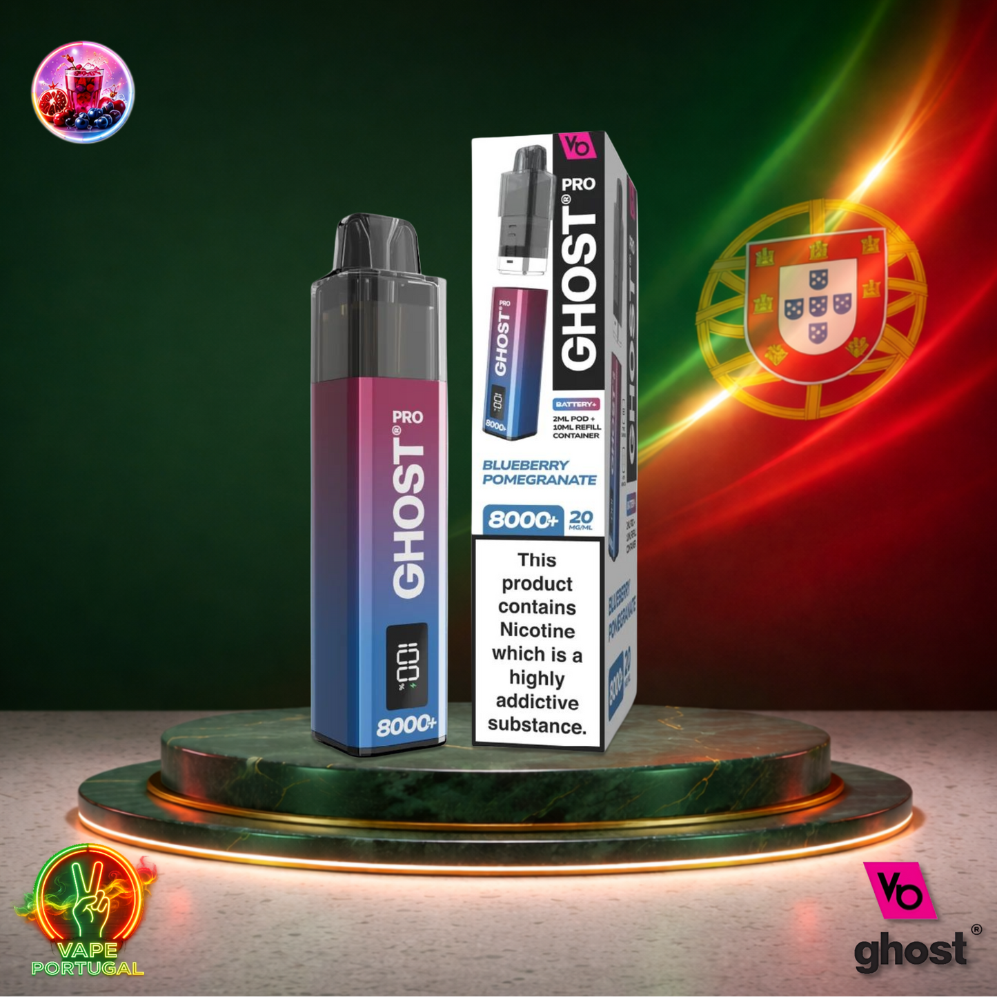 Ghost Pro 8K Puffs | Vape Deascartável Portugal 2% Nicotina