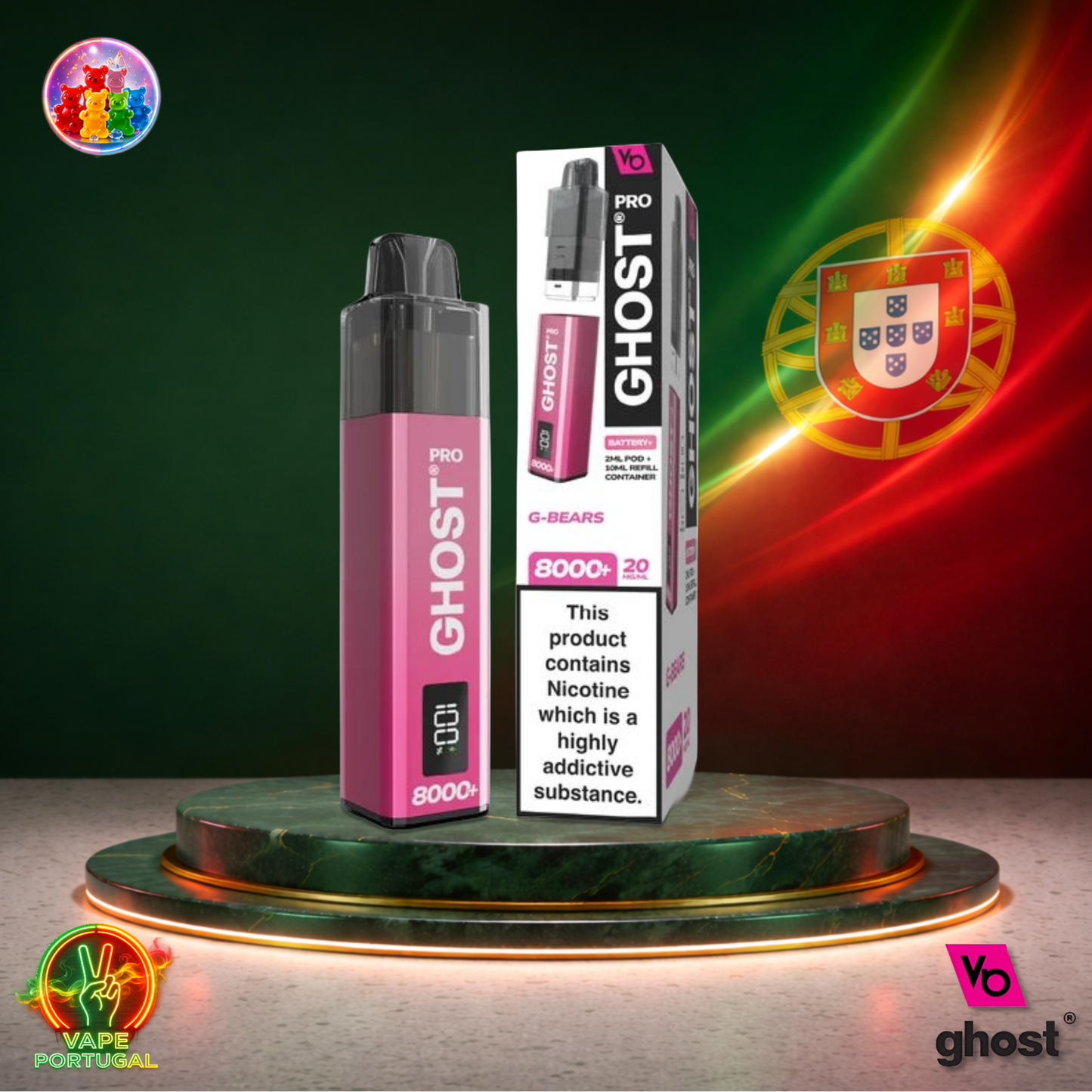 Ghost Pro 8K Puffs | Vape Deascartável Portugal 2% Nicotina