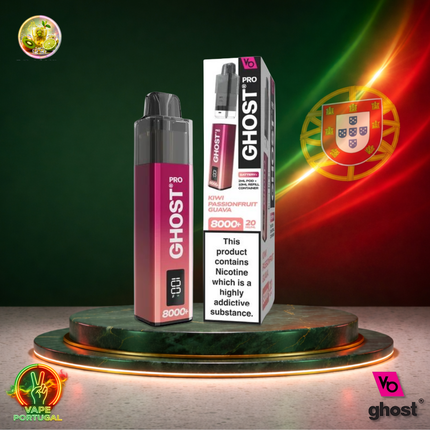 Ghost Pro 8K Puffs | Vape Deascartável Portugal 2% Nicotina