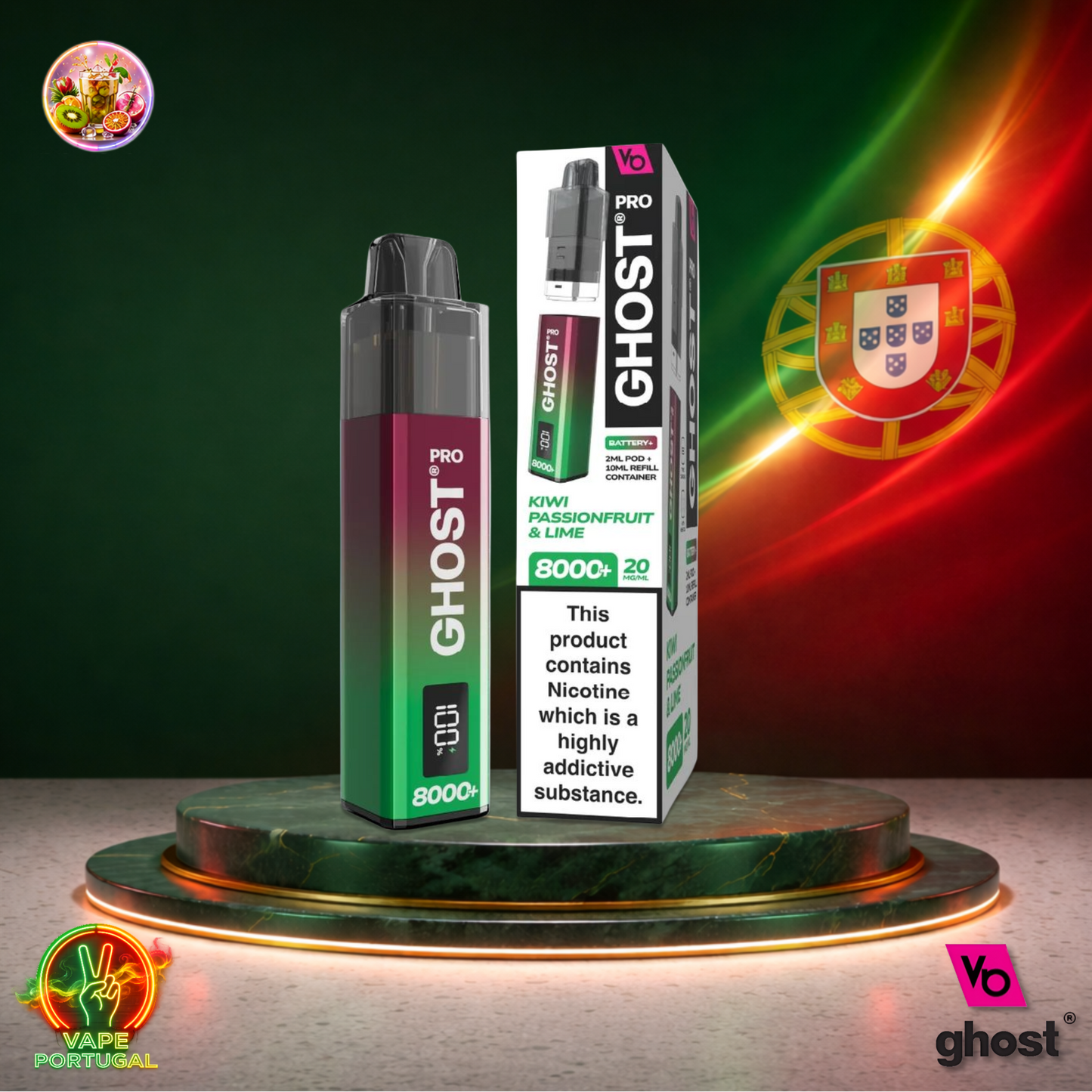 Ghost Pro 8K Puffs | Vape Deascartável Portugal 2% Nicotina