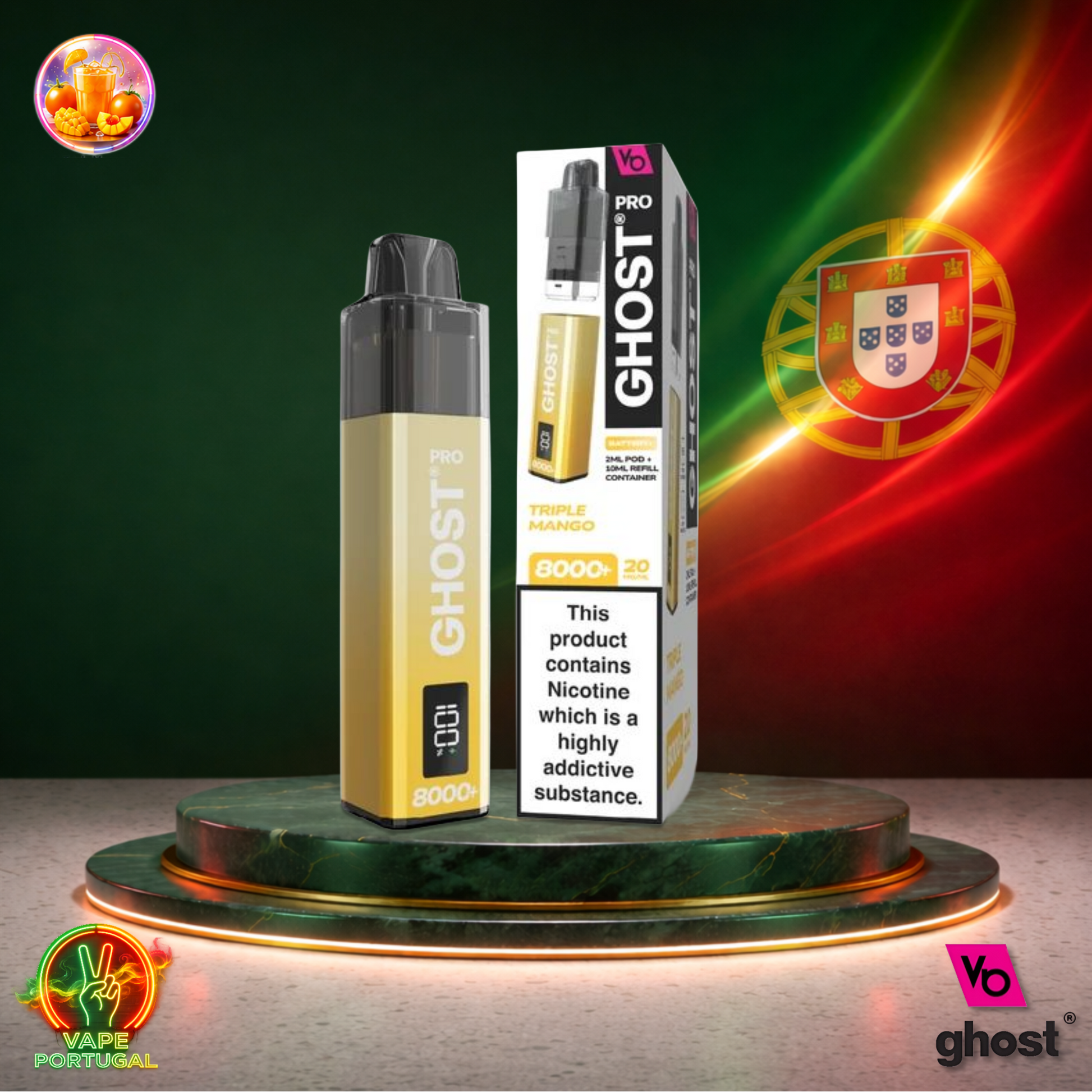 Vape descartável Ghost Pro 8K Triple Mango 8000 puffs comprar em Portugal