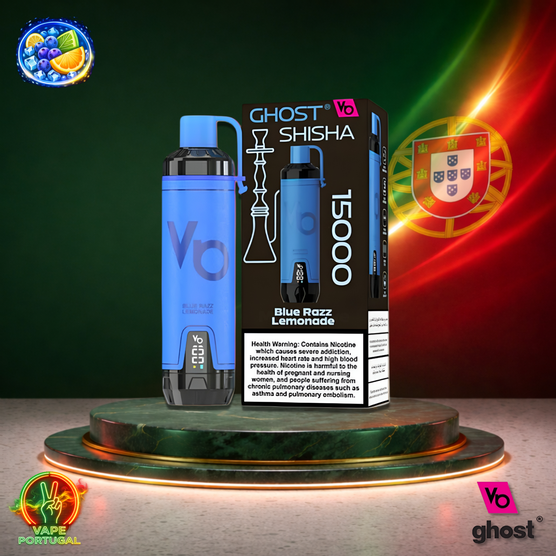 Vape descartável Ghost Shisha 15K sabor Blue Razz Lemonade 15000 puffs 15K tragadas mais barato