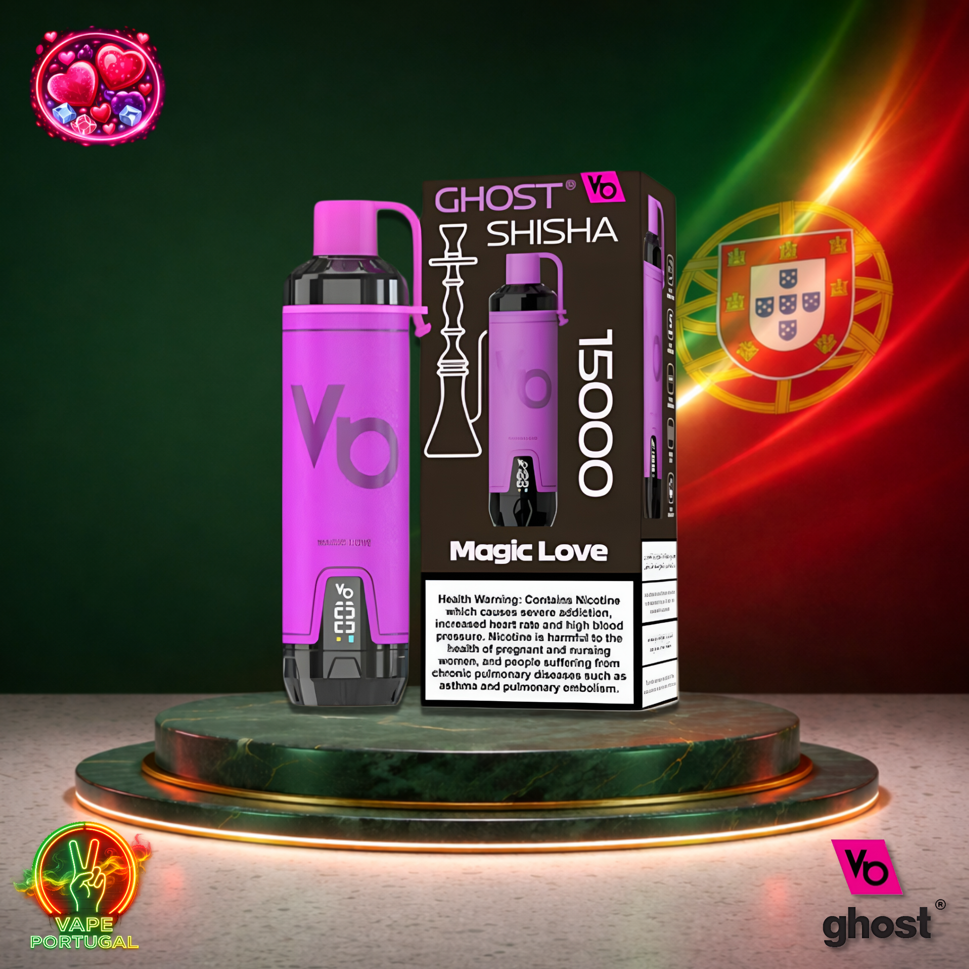 Vape descartável Ghost Shisha 15K sabor Magic Love 15000 puffs 15K tragadas mais barato