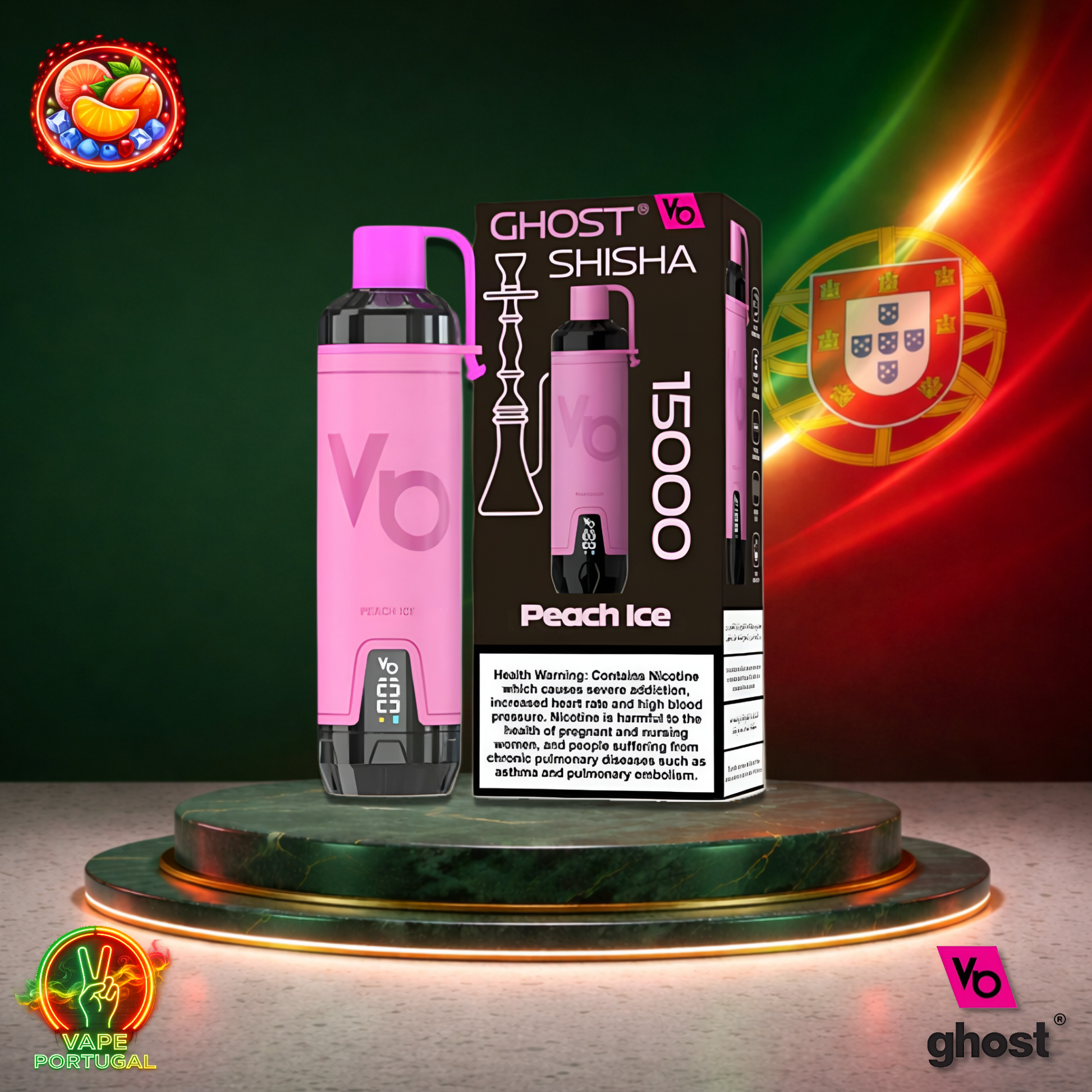 Vape descartável Ghost Shisha 15K sabor Peach Ice 15000 puffs 15K tragadas mais barato