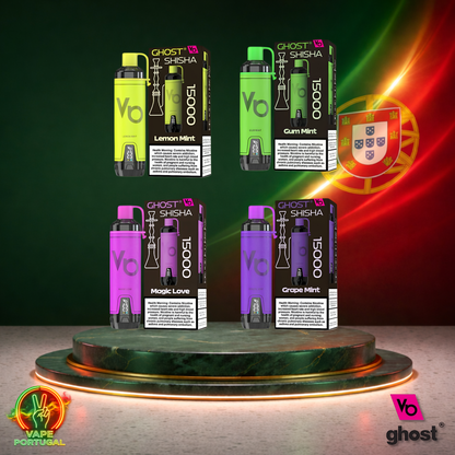 Vape descartável Ghost Shisha 15K vários sabores 15000 puffs 15K tragadas visão frontal mais barato