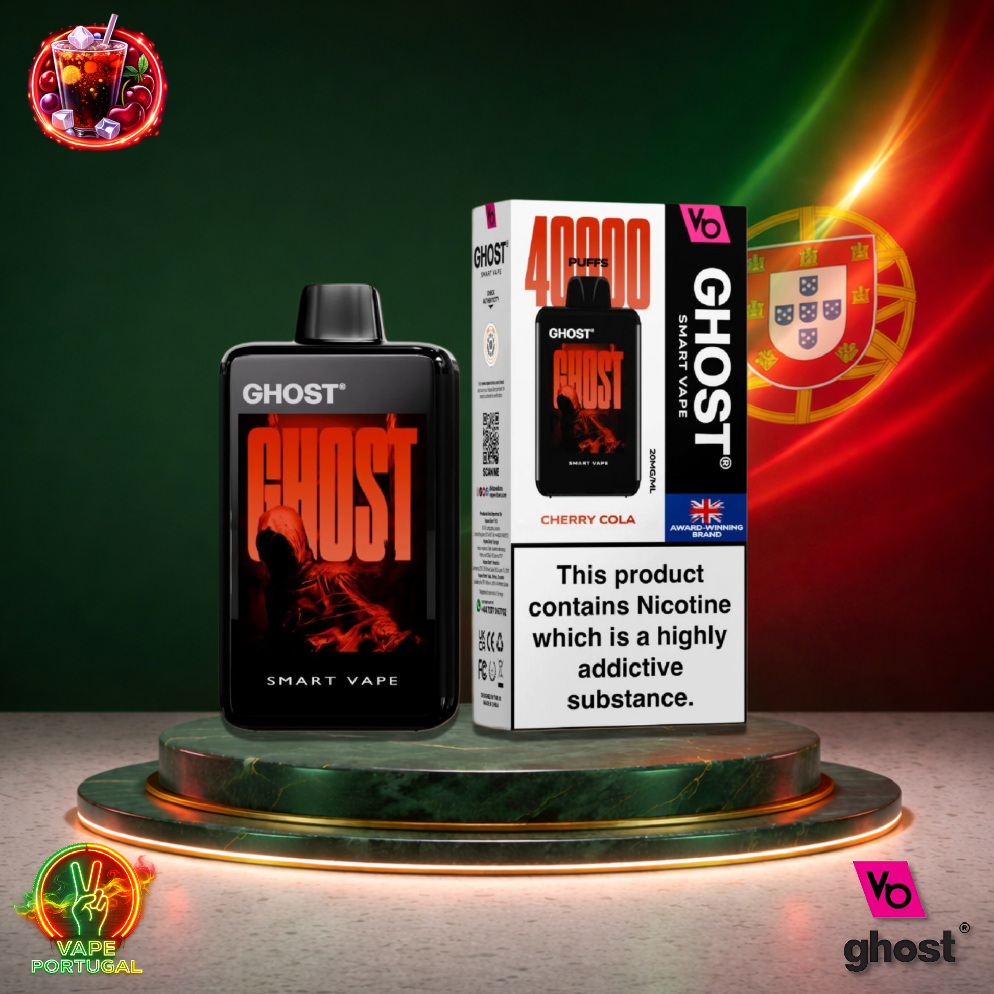 Vape descartável Ghost Smart Vape 40K sabor Cherry Cola 40000 puffs 40K tragadas mais barato