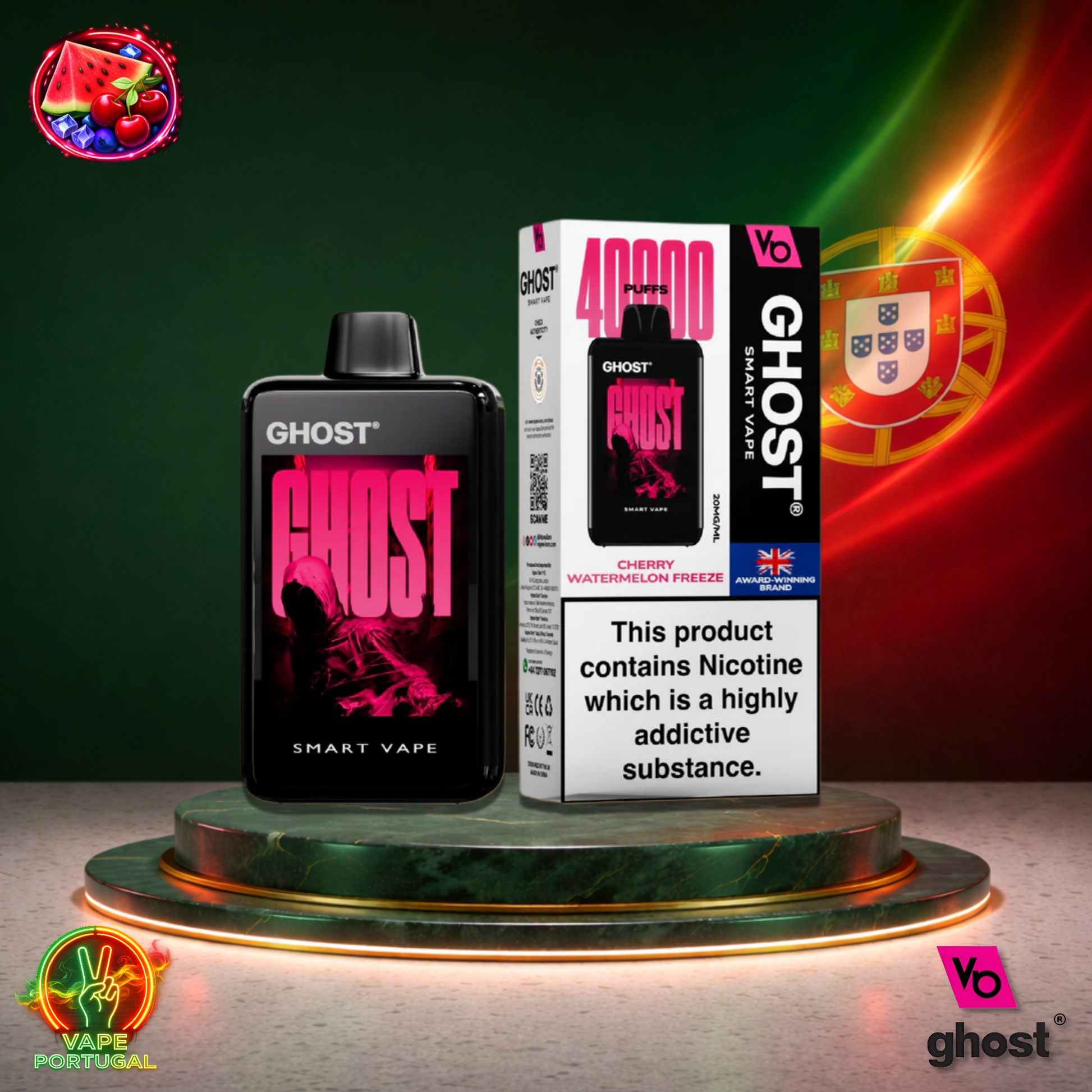 Vape descartável Ghost Smart Vape 40K sabor Cherry Watermelon Freeze 40000 puffs 40K tragadas mais barato