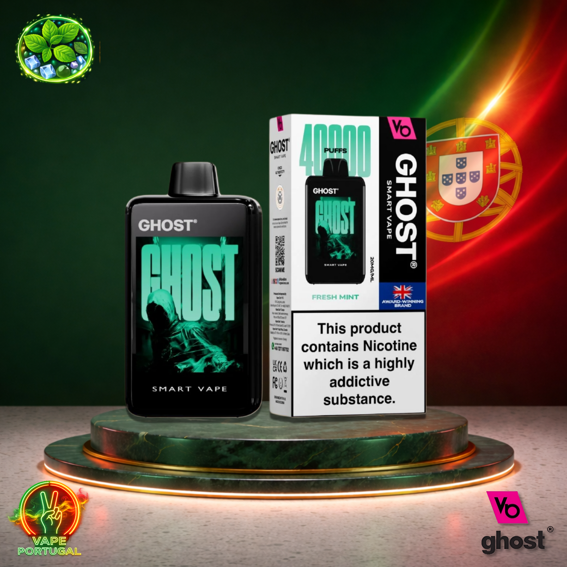 Vape descartável Ghost Smart Vape 40K sabor Fresh Mint 40000 puffs 40K tragadas mais barato