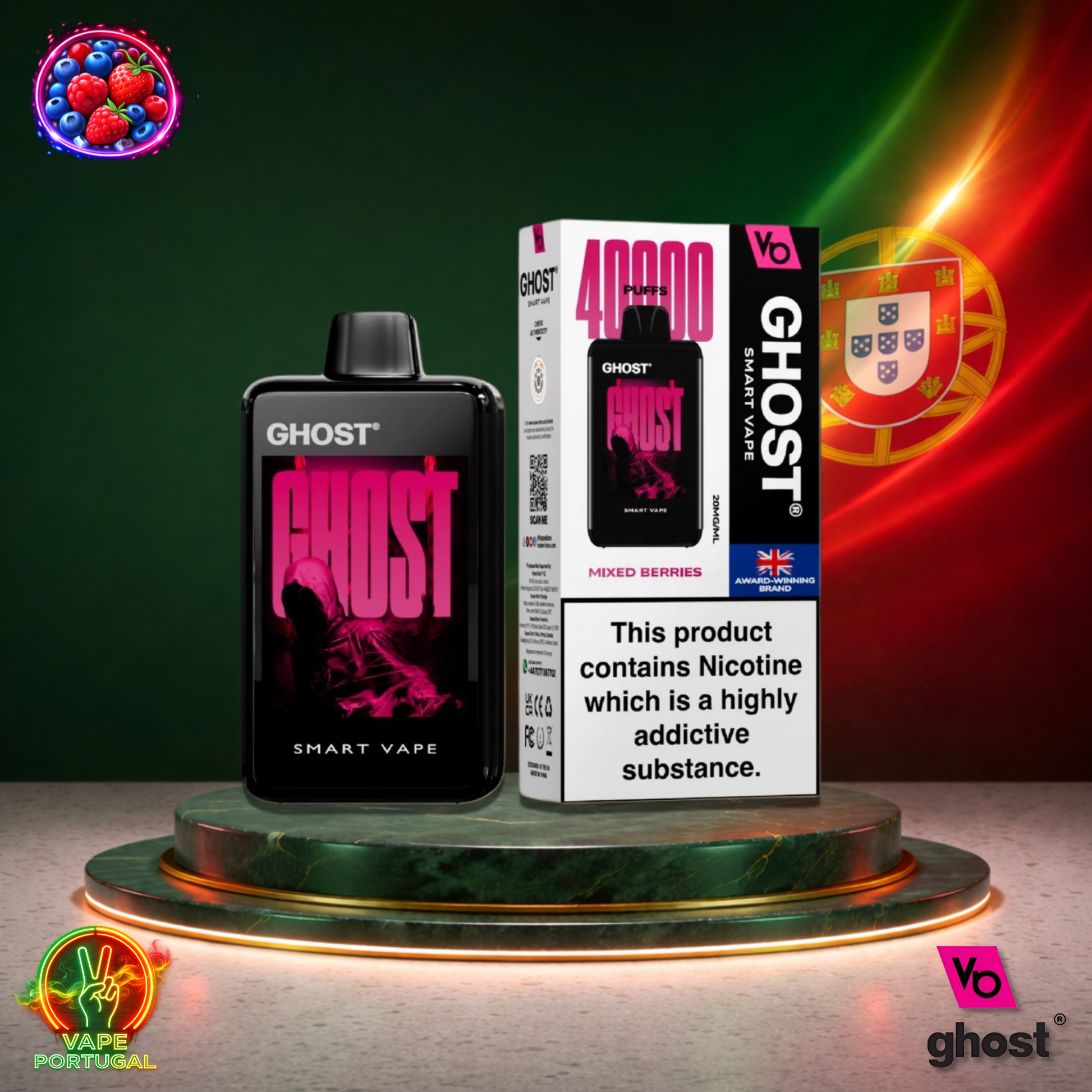 Vape descartável Ghost Smart Vape 40K sabor Mixed Berries 40000 puffs 40K tragadas mais barato