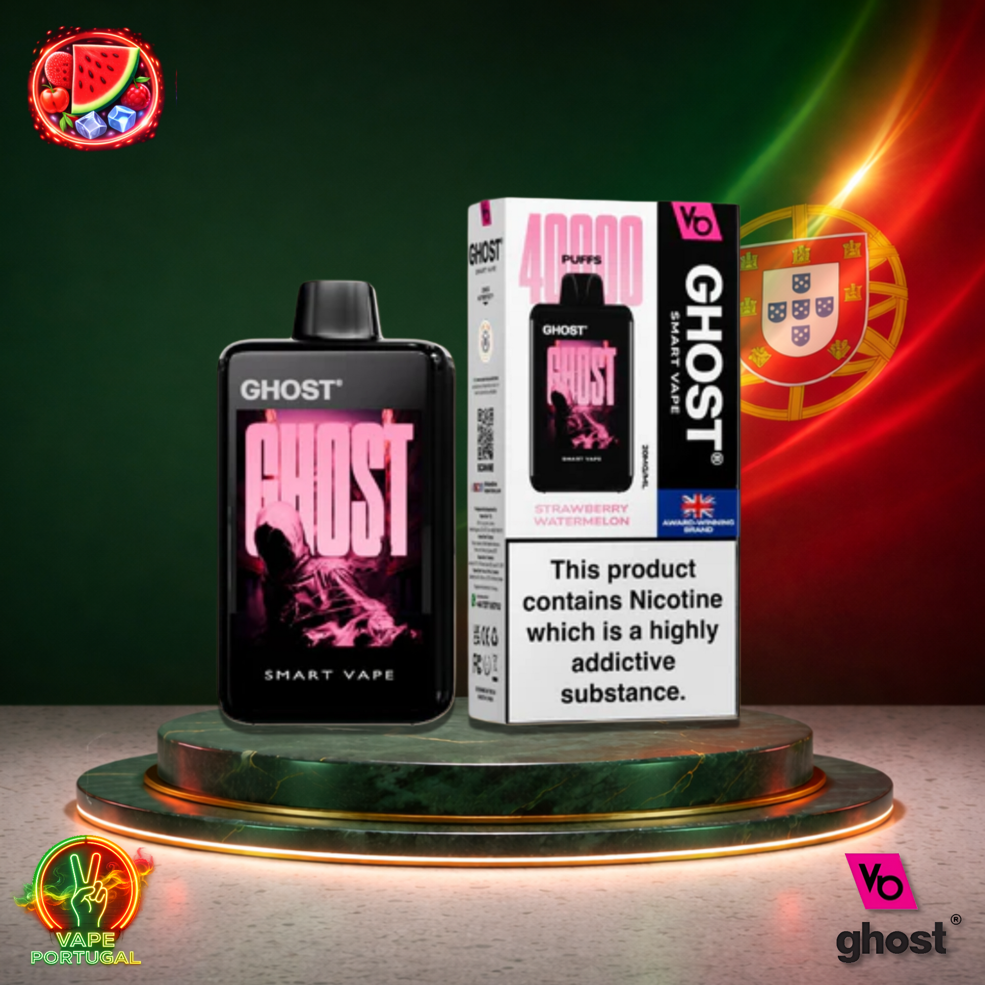 Vape descartável Ghost Smart Vape 40K sabor Strawberry Watermelon 40000 puffs 40K tragadas mais barato