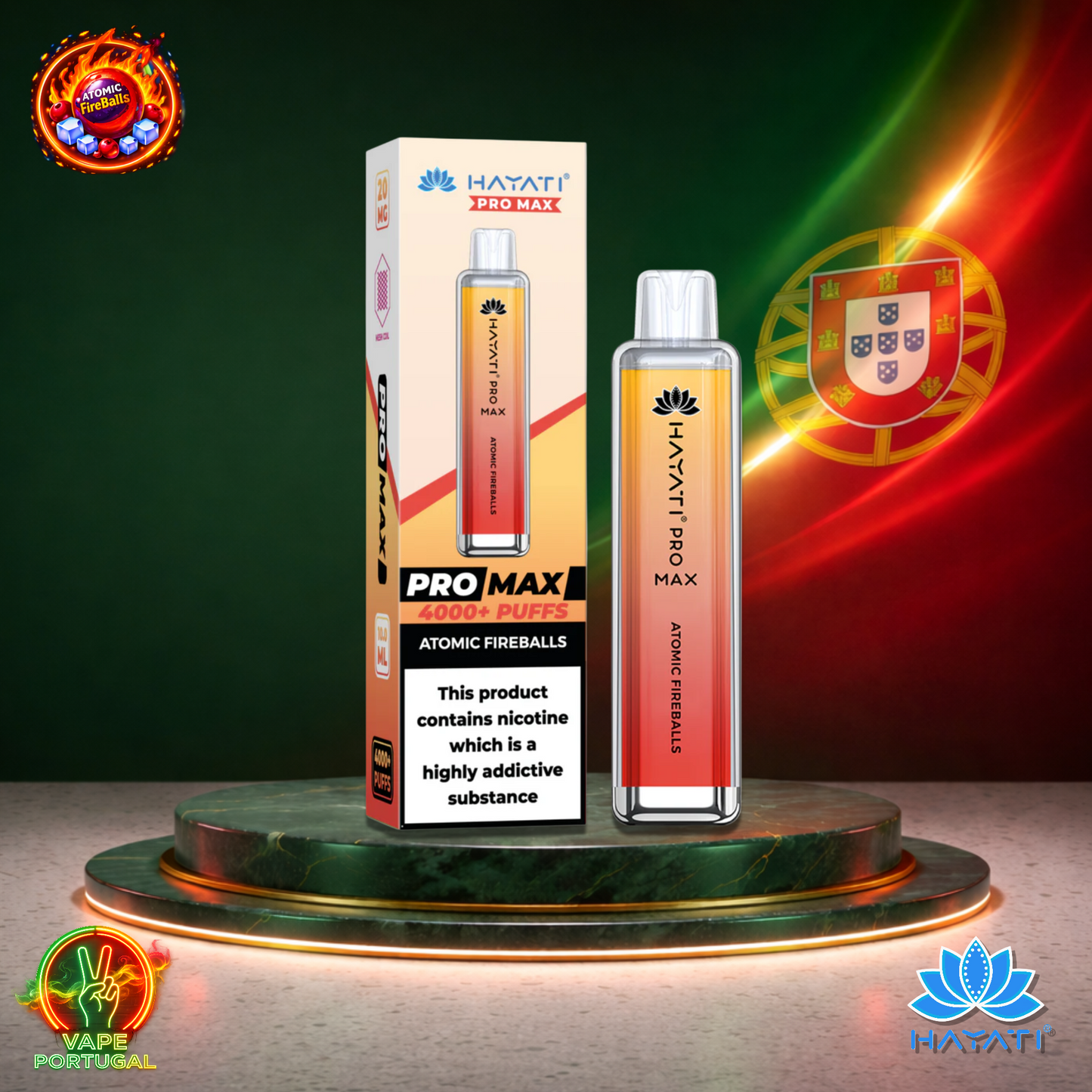 Vape descartável Hayati Pro Max 4K sabor Atomic Fireballs 4000 puffs 4K tragadas mais barato