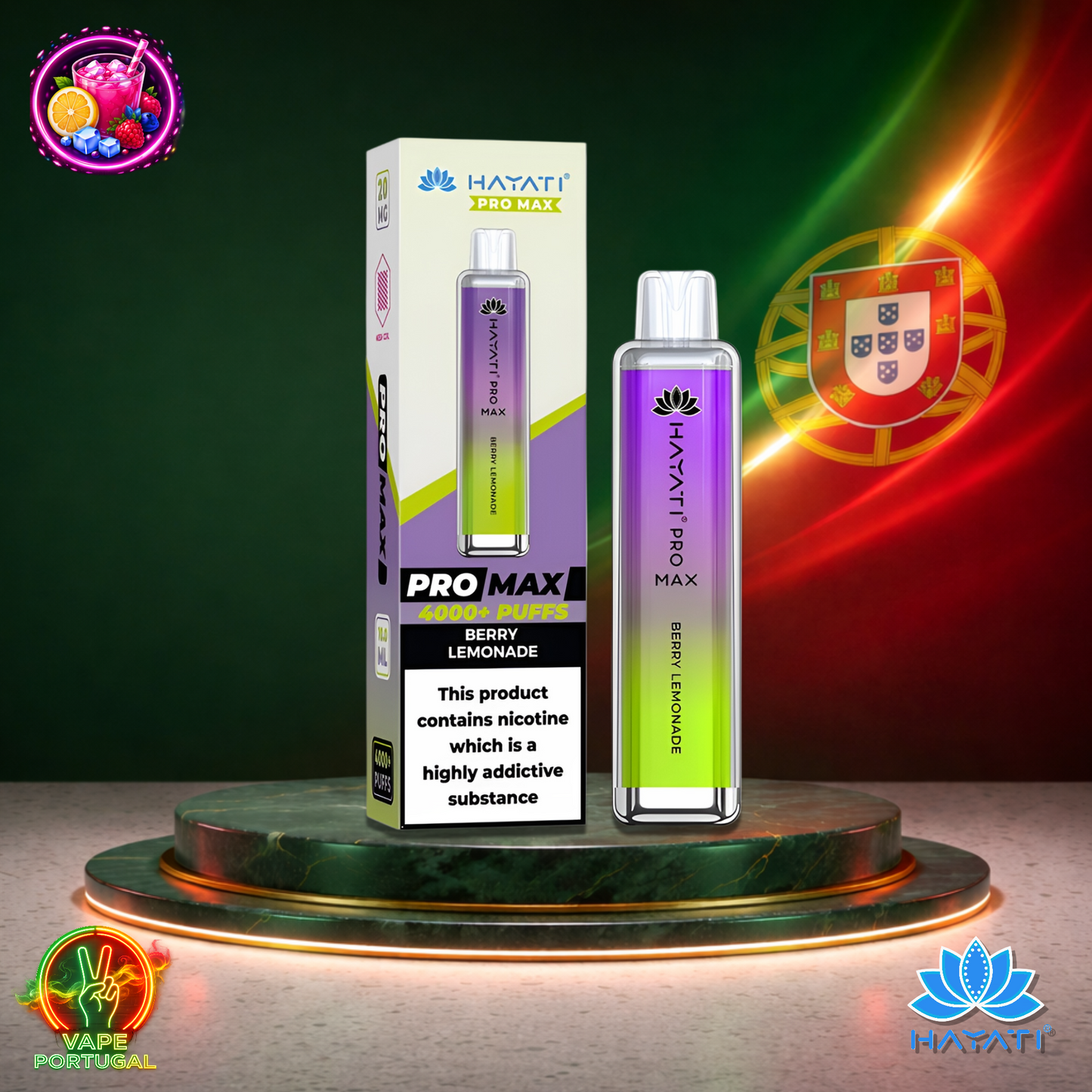 Vape descartável Hayati Pro Max 4K sabor Berry Lemonade 4000 puffs 4K tragadas mais barato