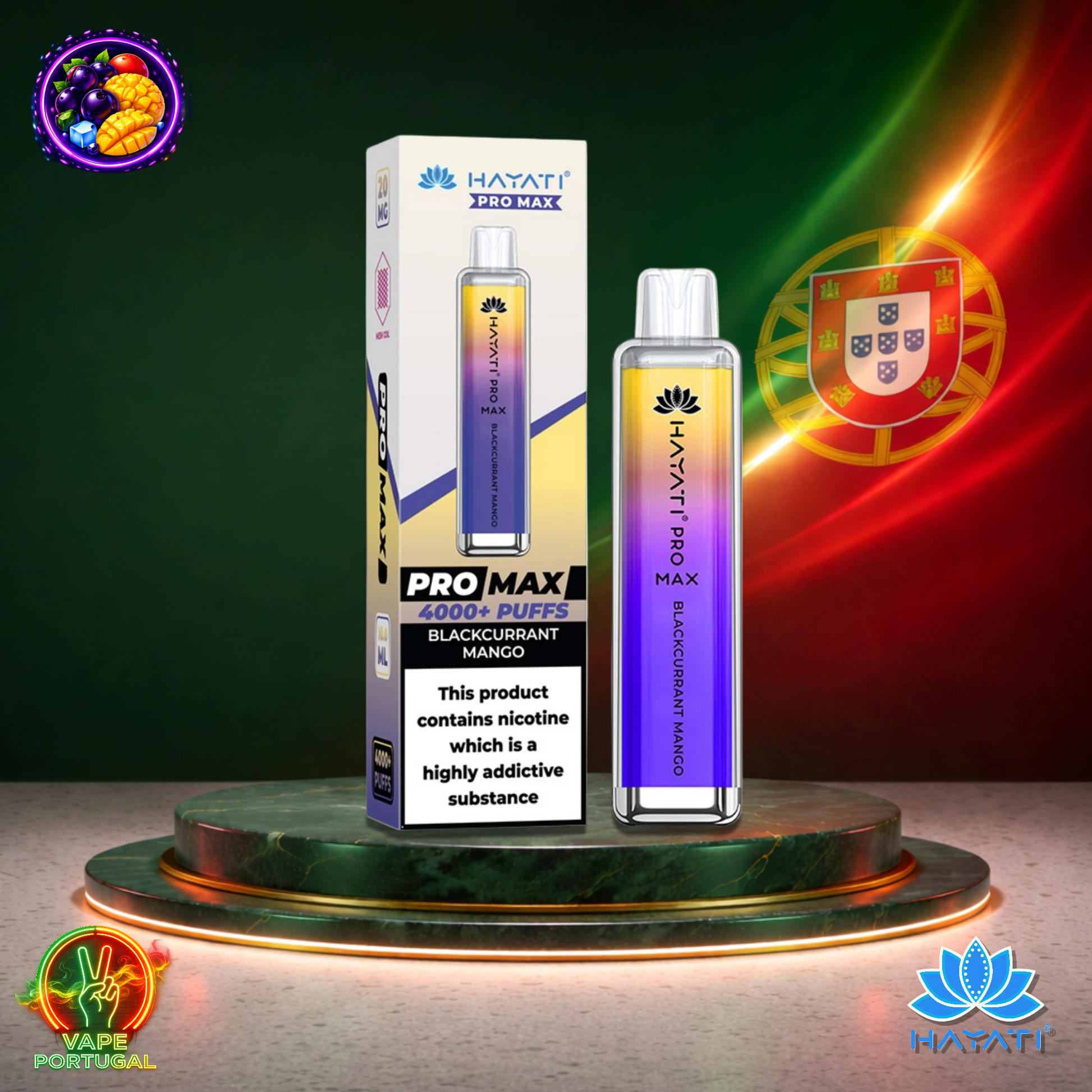 Vape descartável Hayati Pro Max 4K sabor Blackcurrant Mango 4000 puffs 4K tragadas mais barato
