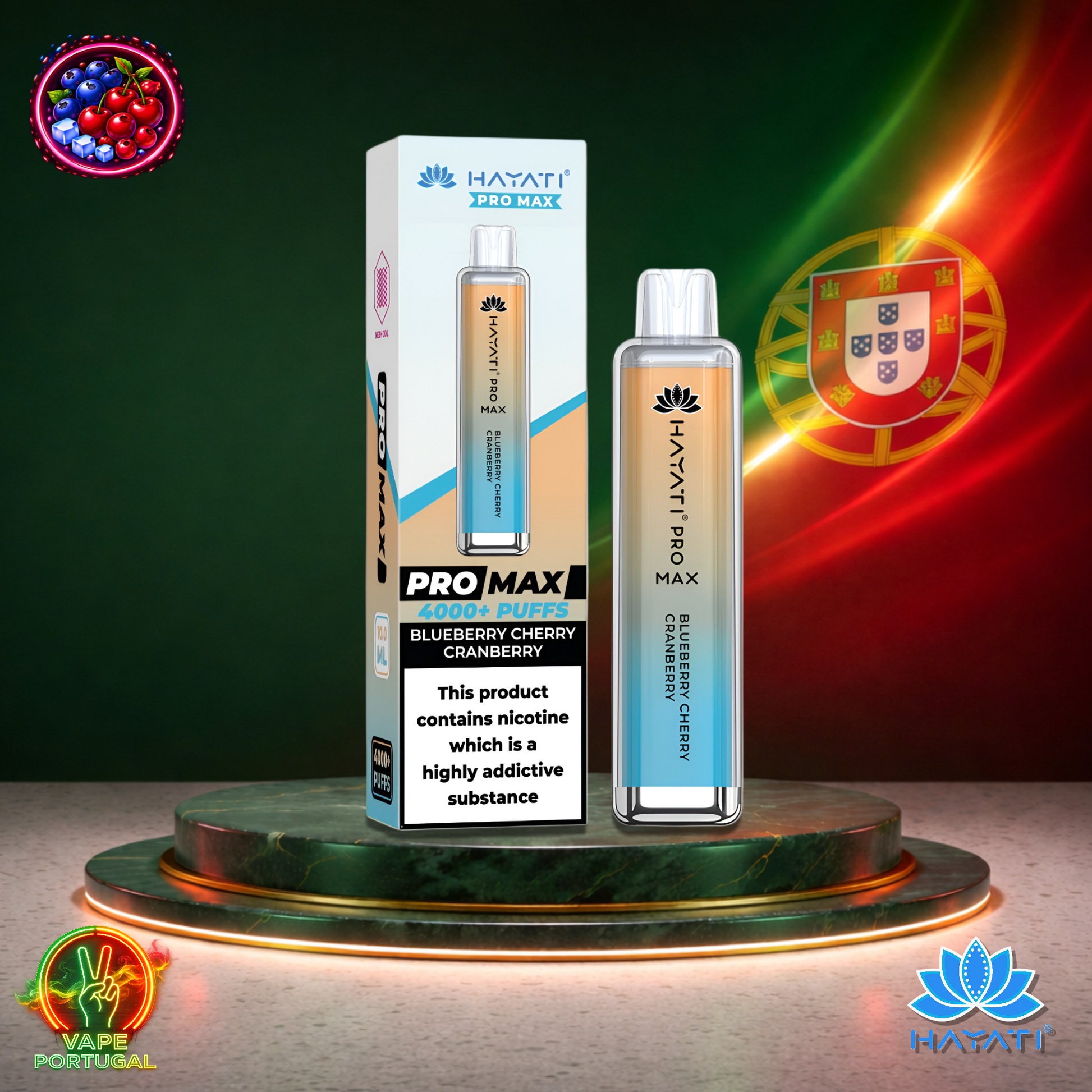 Vape descartável Hayati Pro Max 4K sabor Blueberry Cherry Cranberry 4000 puffs 4K tragadas mais barato
