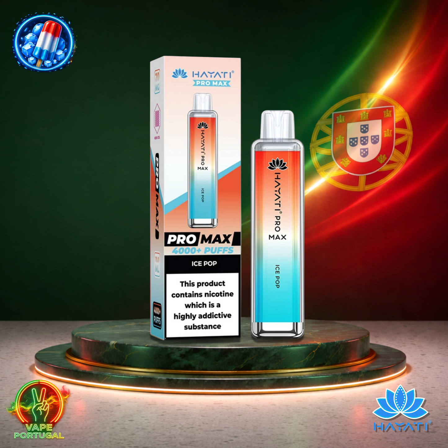 Vape descartável Hayati Pro Max 4K sabor Ice Pop 4000 puffs 4K tragadas mais barato
