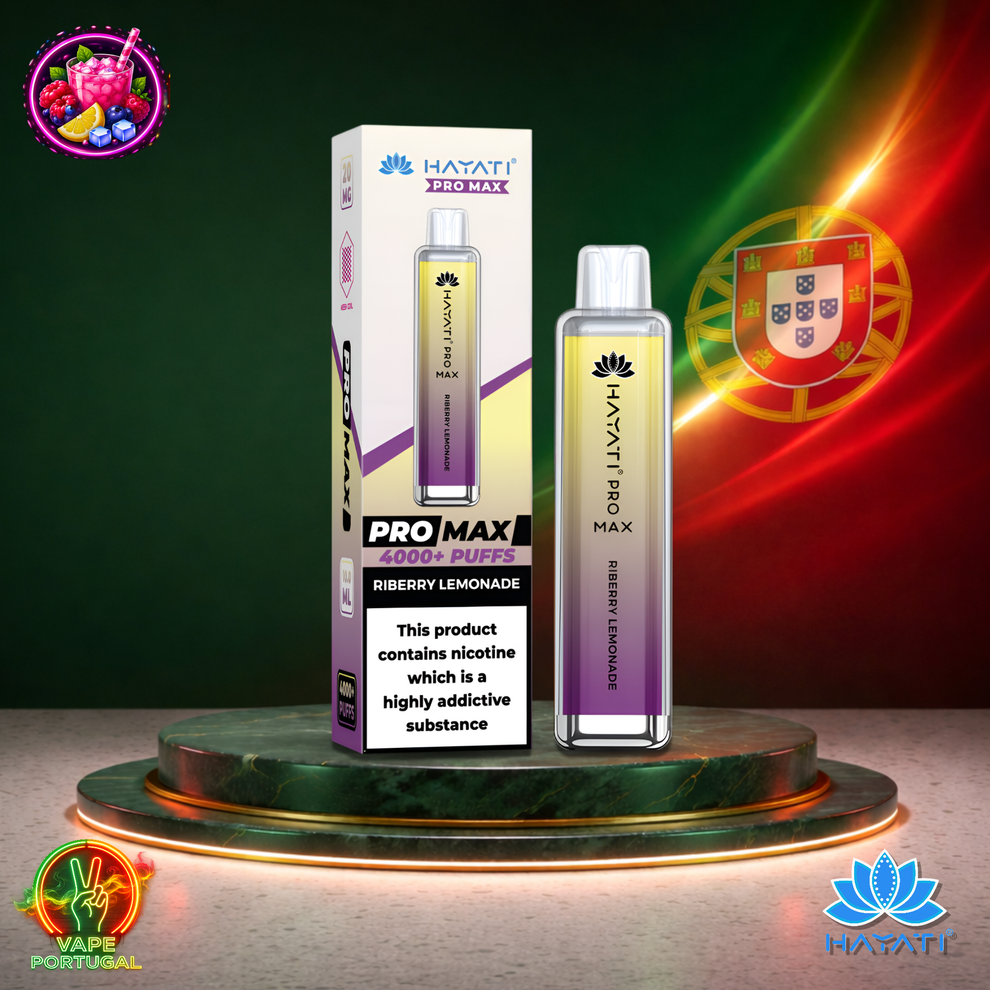 Vape descartável Hayati Pro Max 4K sabor Riberry Lemonade 4000 puffs 4K tragadas mais barato