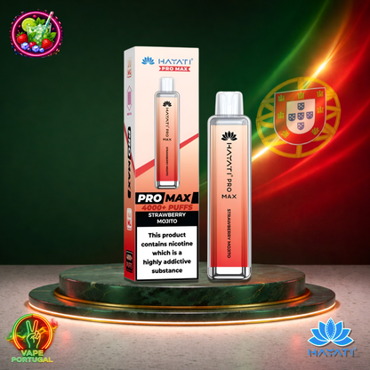 Vape descartável Hayati Pro Max 4K sabor Strawberry Mojito 4000 puffs 4K tragadas mais barato