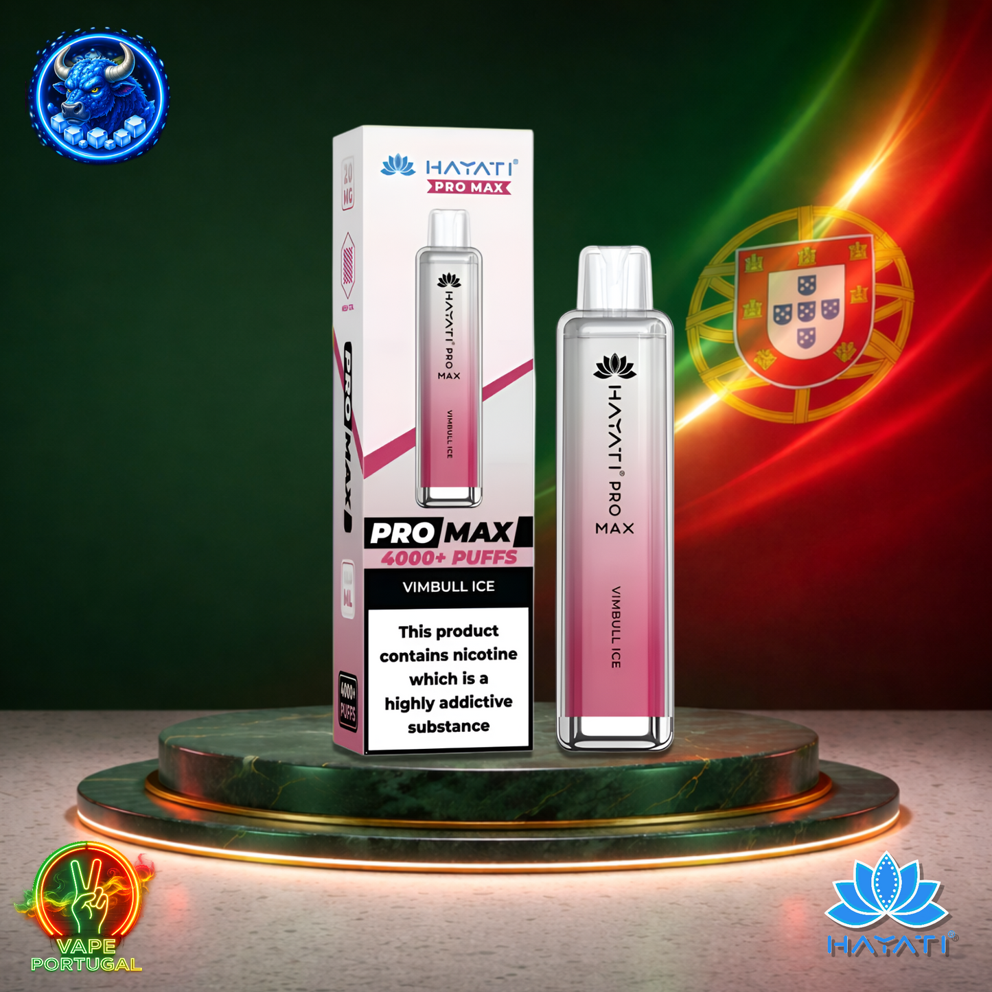 Vape descartável Hayati Pro Max 4K sabor Vimbull Ice 4000 puffs 4K tragadas mais barato