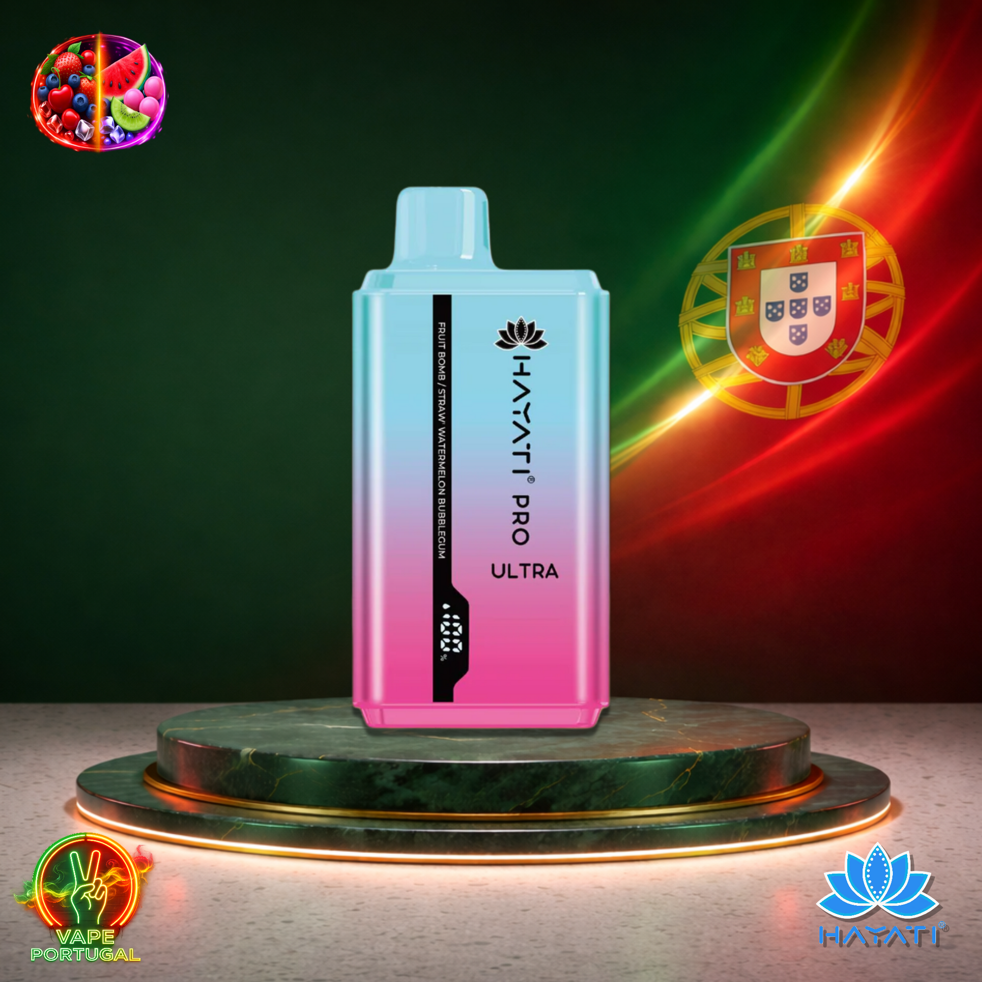 Vape descartável Hayati Pro Ultra 15K sabor Fruit Bomb / Strawberry Watermelon Bubblegum 2% nicotina 15000 puffs 15K tragadas mais barato