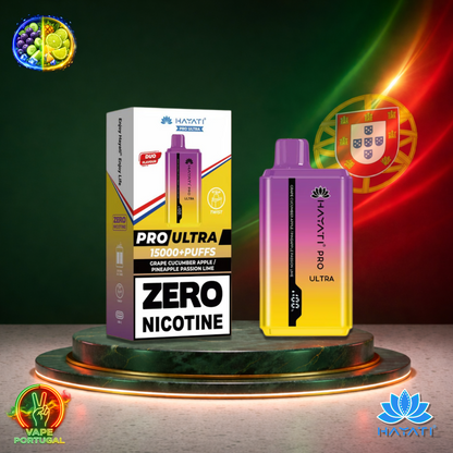 Vape descartável Hayati Pro Ultra 15K sabor Grape Cucumber / Apple Pineapple Passion Lime 0% nicotina 15000 puffs 15K tragadas mais barato