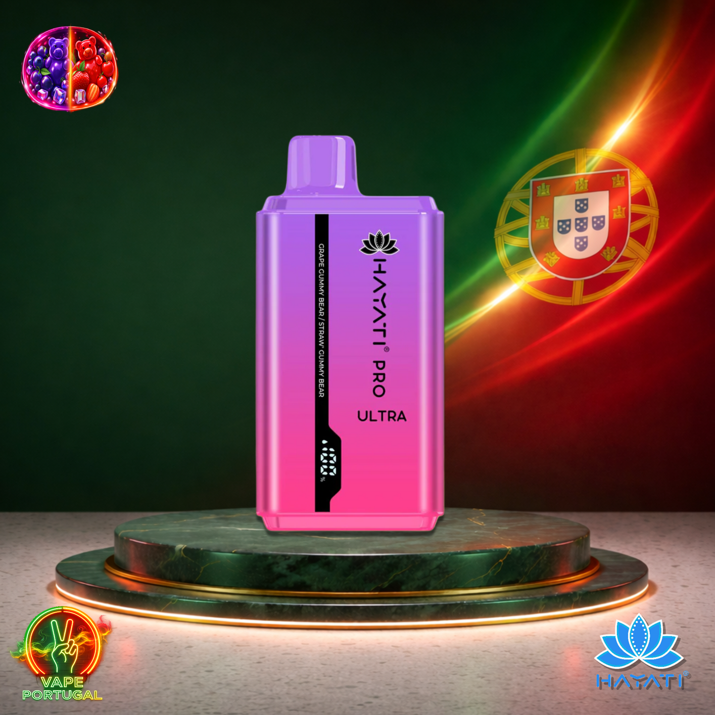 Vape descartável Hayati Pro Ultra 15K sabor Grape Gummy Bear / Strawberry Gummy 2% nicotina 15000 puffs 15K tragadas mais barato