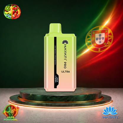 Vape descartável Hayati Pro Ultra 15K sabor Kiwi Banana / Straw Banana 2% nicotina 15000 puffs 15K tragadas mais barato