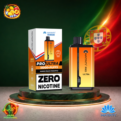 Vape descartável Hayati Pro Ultra 15K sabor Mango Peach Pineapple 0% nicotina 15000 puffs 15K tragadas mais barato