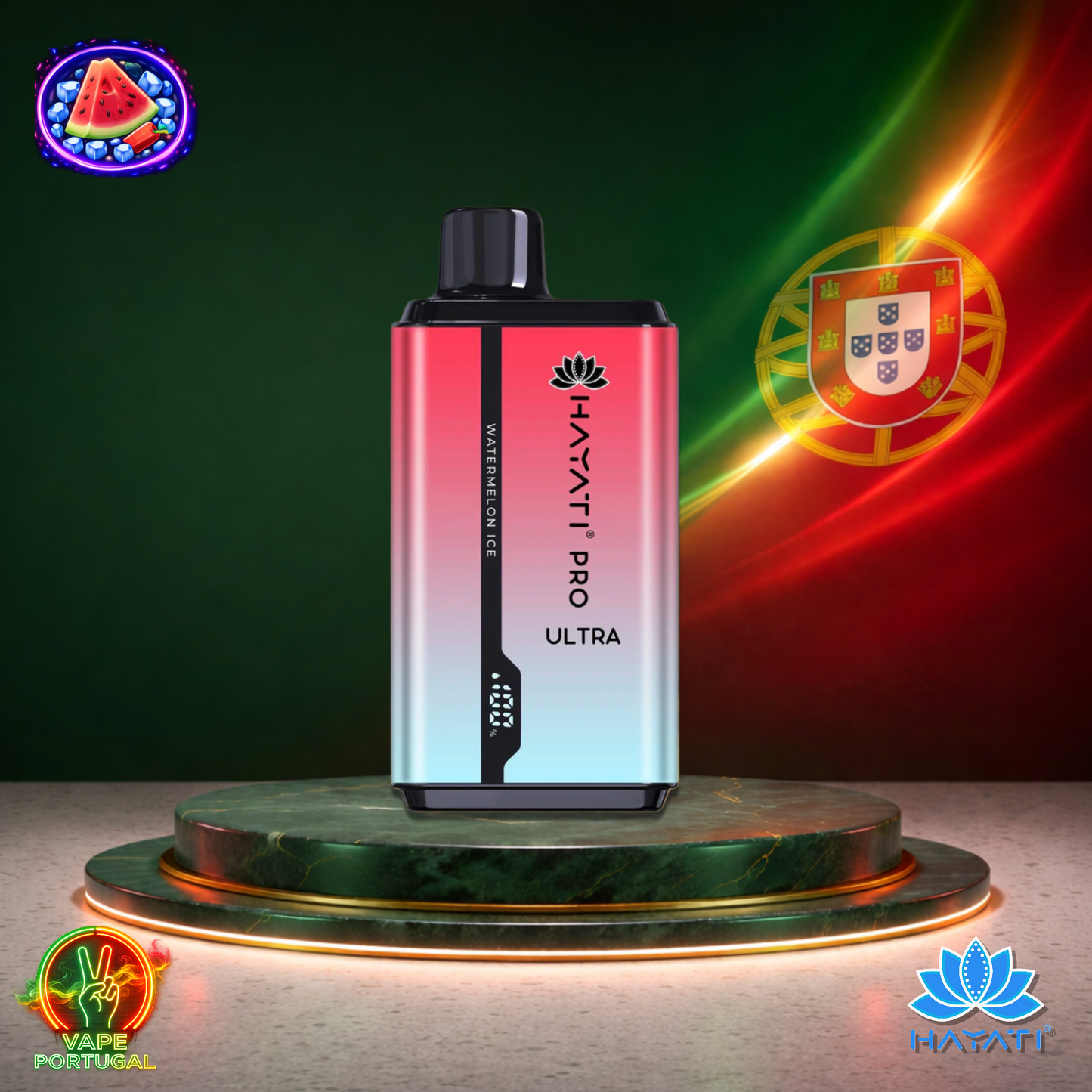 Vape descartável Hayati Pro Ultra 15K sabor Watermelon Ice 2% nicotina 15000 puffs 15K tragadas mais barato