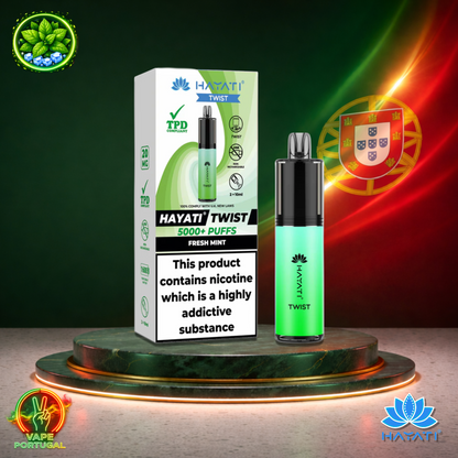 Vape descartável Hayati Twist 5K sabor Fresh Mint 5000 puffs 5K tragadas oficial Portugal mais barato