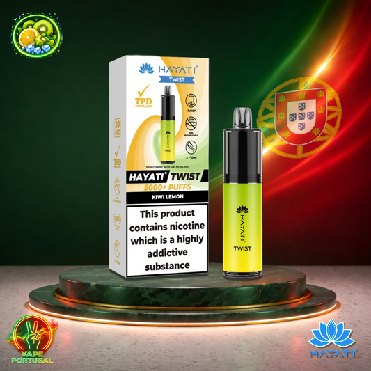 Vape descartável Hayati Twist 5K sabor Kiwi Lemon 5000 puffs 5K tragadas mais barato