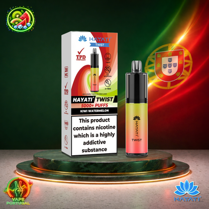 Vape descartável Hayati Twist 5K sabor Kiwi Watermelon 5000 puffs 5K tragadas oficial Portugal mais barato