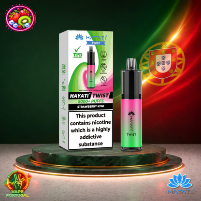 Vape descartável Hayati Twist 5K sabor Strawberry Kiwi 5000 puffs 5K tragadas oficial Portugal mais barato