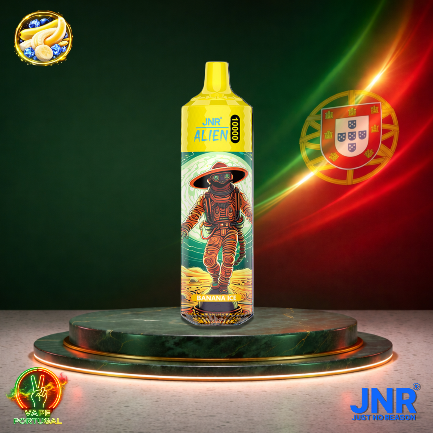 Vape descartável JNR Alien 10K sabor Banana Ice 10000 puffs 10K tragadas mais barato