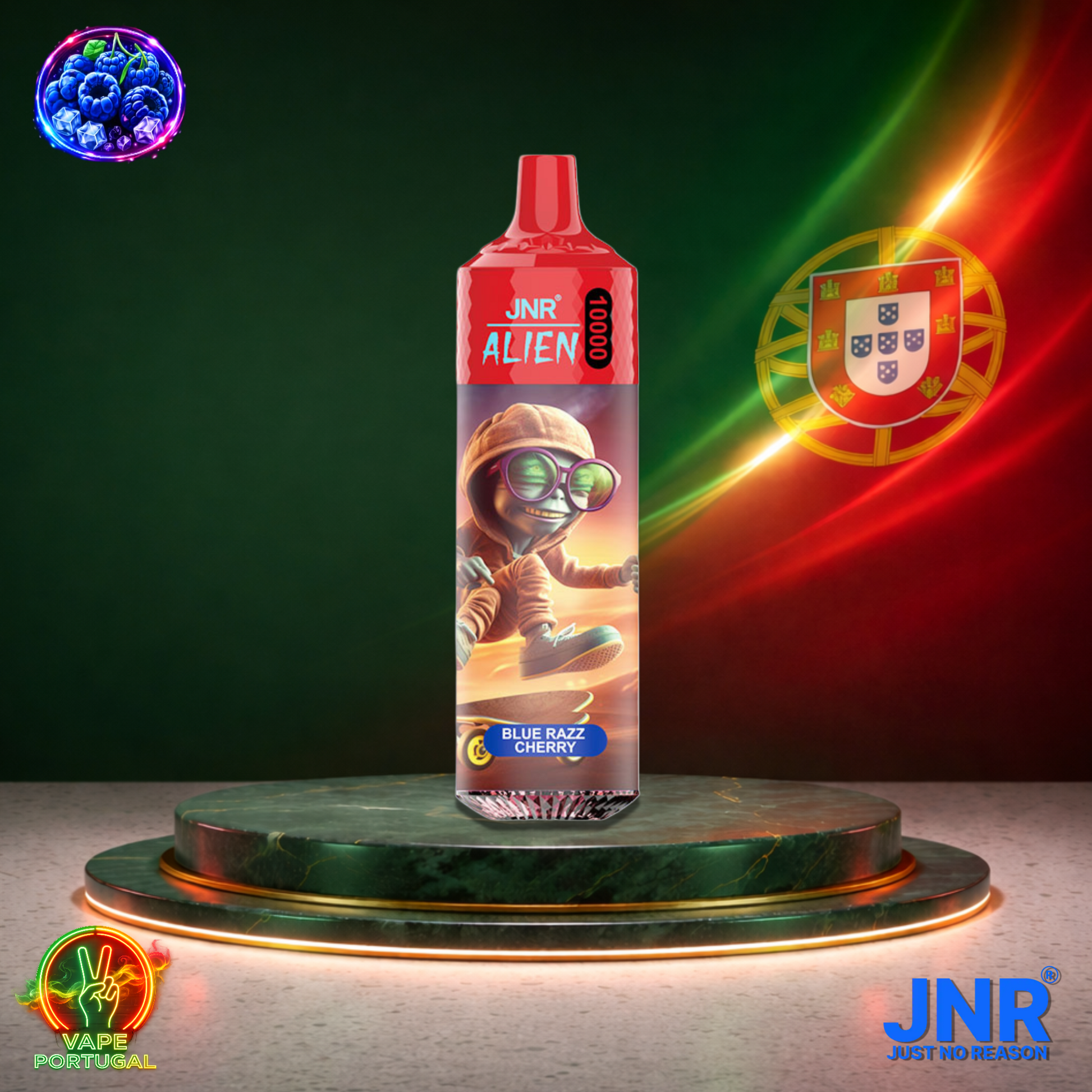 Vape descartável JNR Alien 10K sabor Blue Razz Cherry 10000 puffs 10K tragadas mais barato