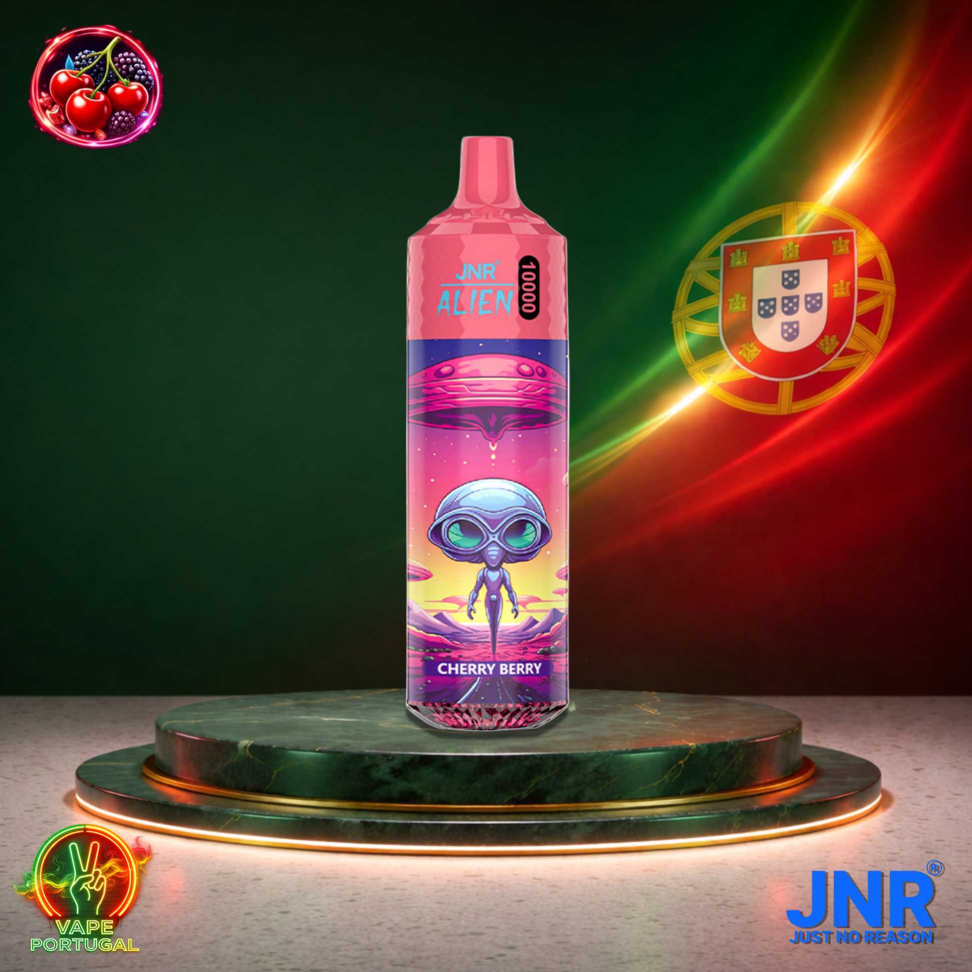 Vape descartável JNR Alien 10K sabor Cherry Berry 10000 puffs 10K tragadas mais barato