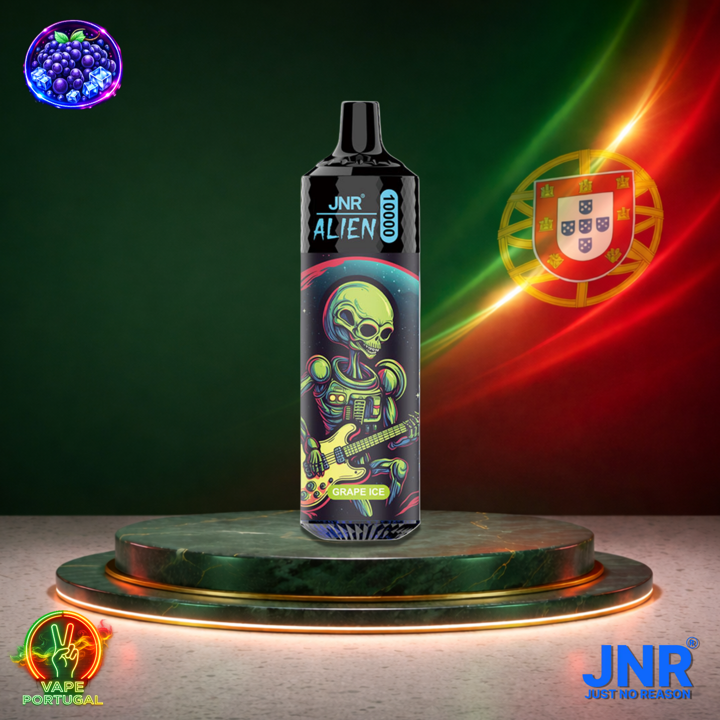 Vape descartável JNR Alien 10K sabor Grape Ice 10000 puffs 10K tragadas mais barato