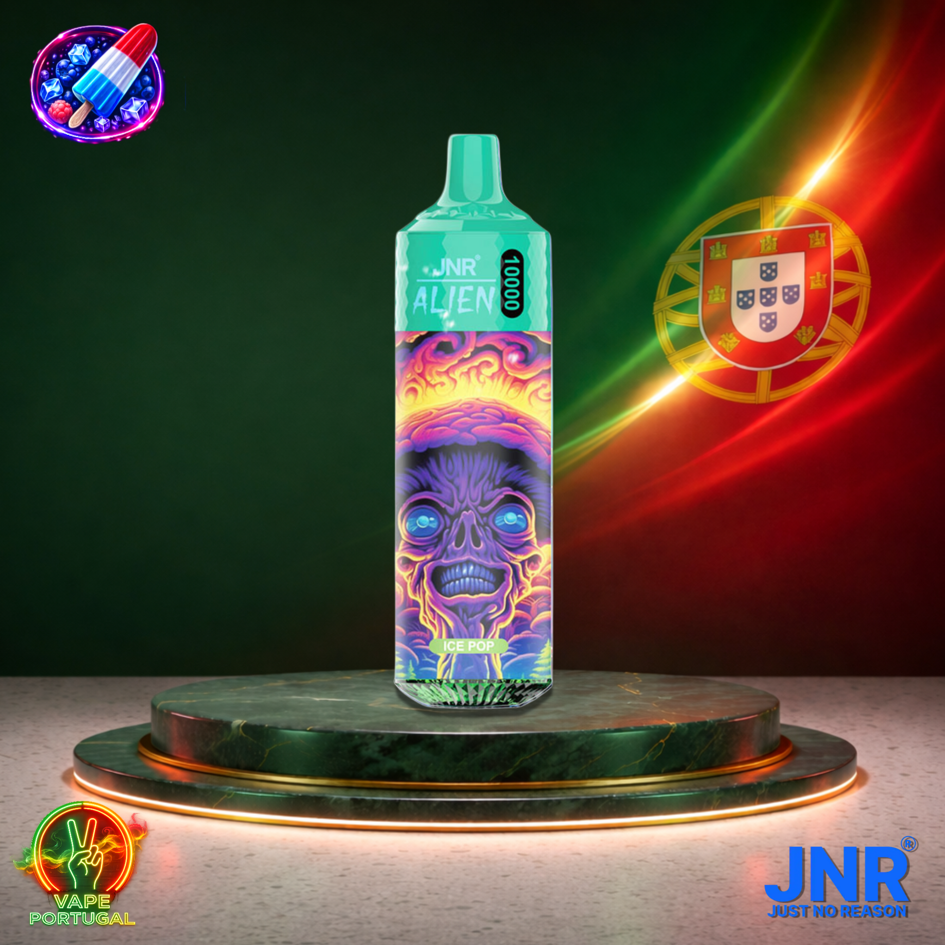 Vape descartável JNR Alien 10K sabor Ice Pop 10000 puffs 10K tragadas mais barato