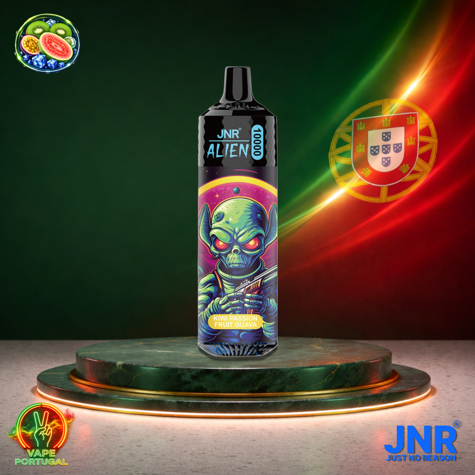 Vape descartável JNR Alien 10K sabor Kiwi Passion Fruit Guava 10000 puffs 10K tragadas mais barato